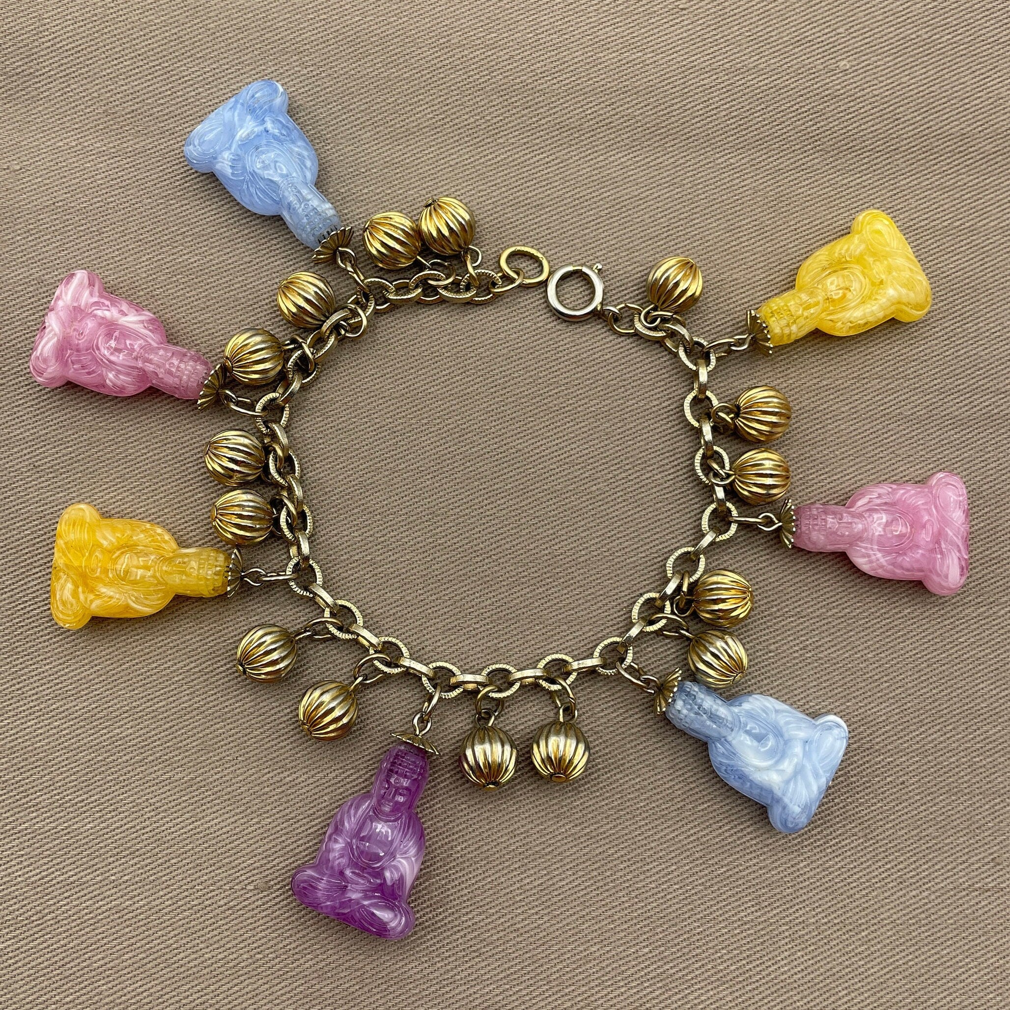 Lucite Buddha Charm Bracelet 60s Charm Bracelets by Napier - Image 5