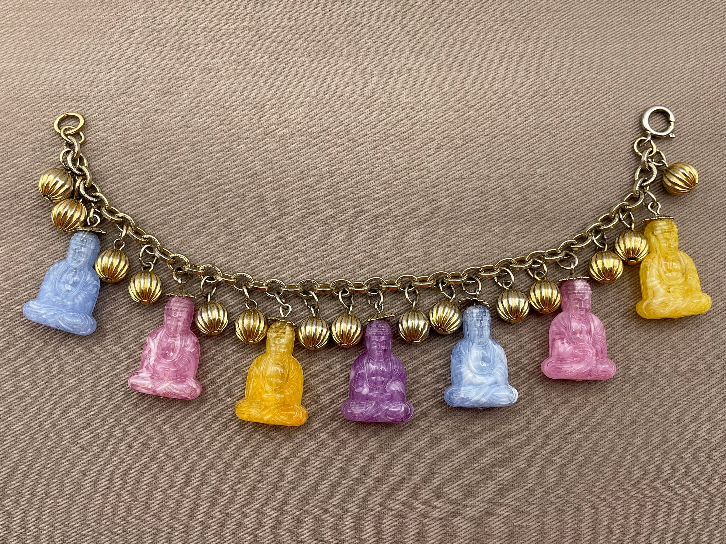 Lucite Buddha Charm Bracelet 60s Charm Bracelets by Napier - Image 6