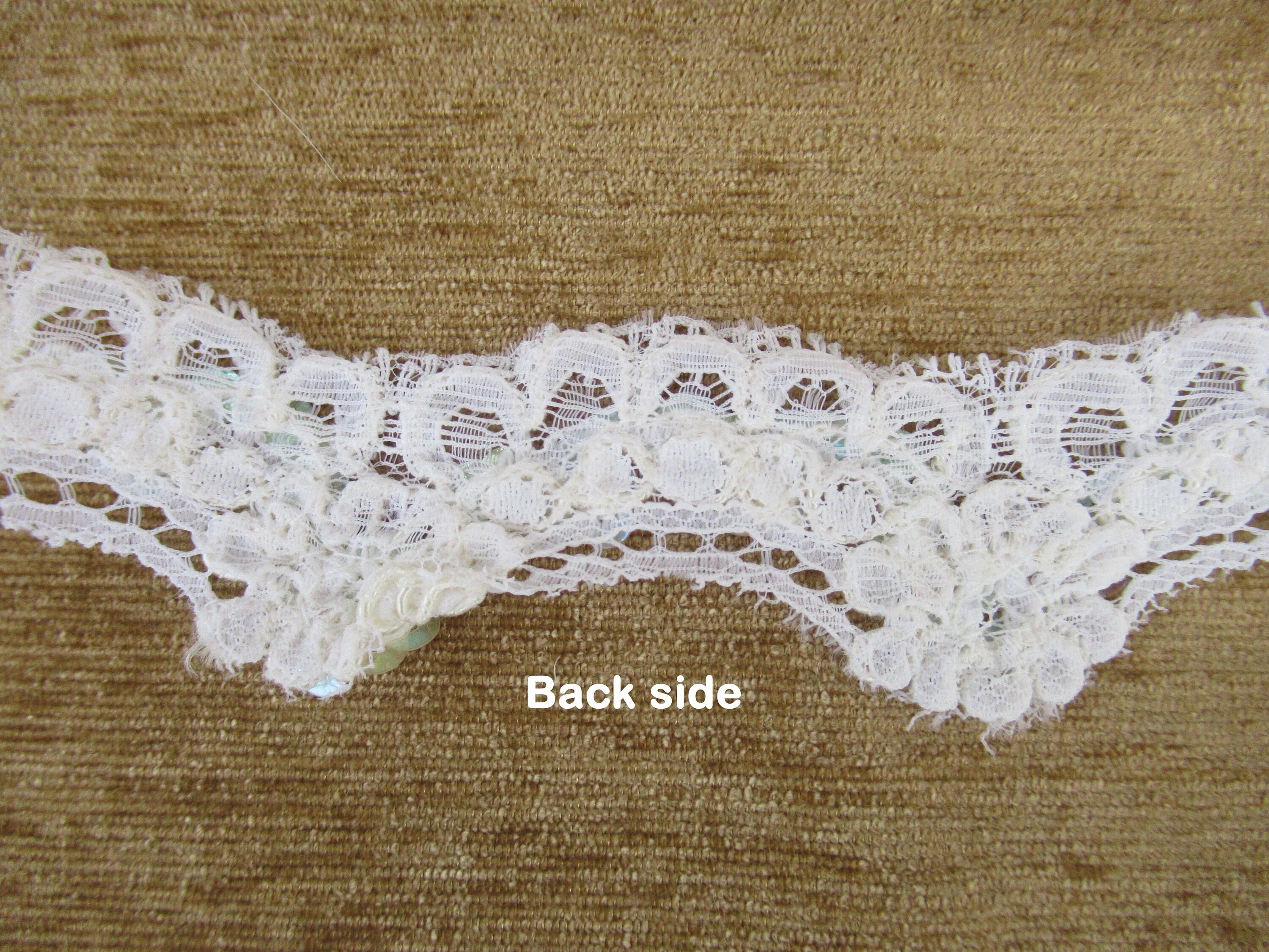 Made In France Lace 10 Yards Uncut Piece From 1995 1 Wide Re-Embroidered Sequins White Nylon Originally 899yard Bridal Trimmings - Image 7