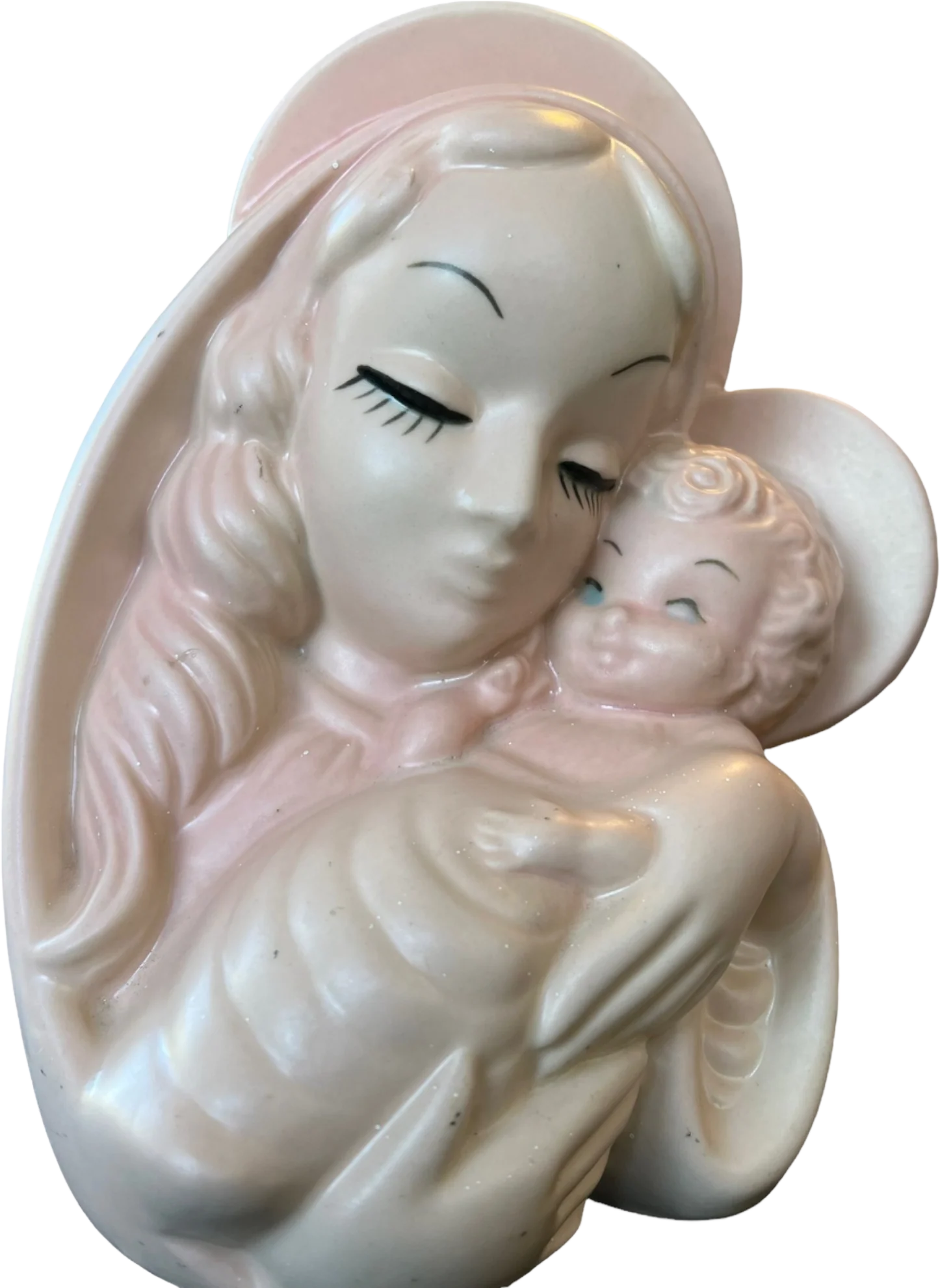 Madonna And Child Pastel Pink Planter Vase By Hull