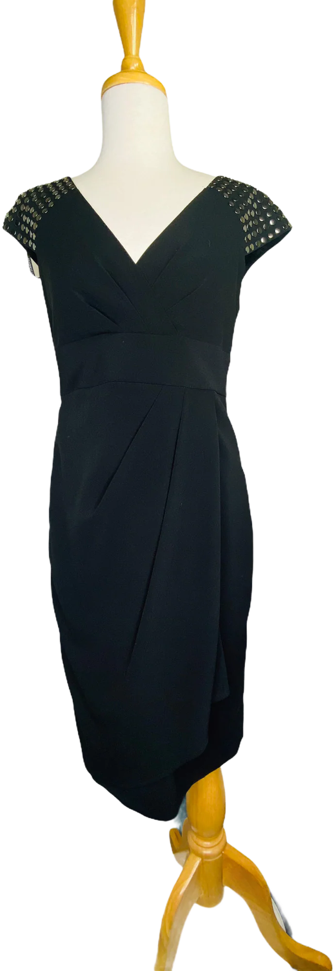 Maggy London Studded Sheath Black Dress Cap Sleeves Lbd by Maggy London