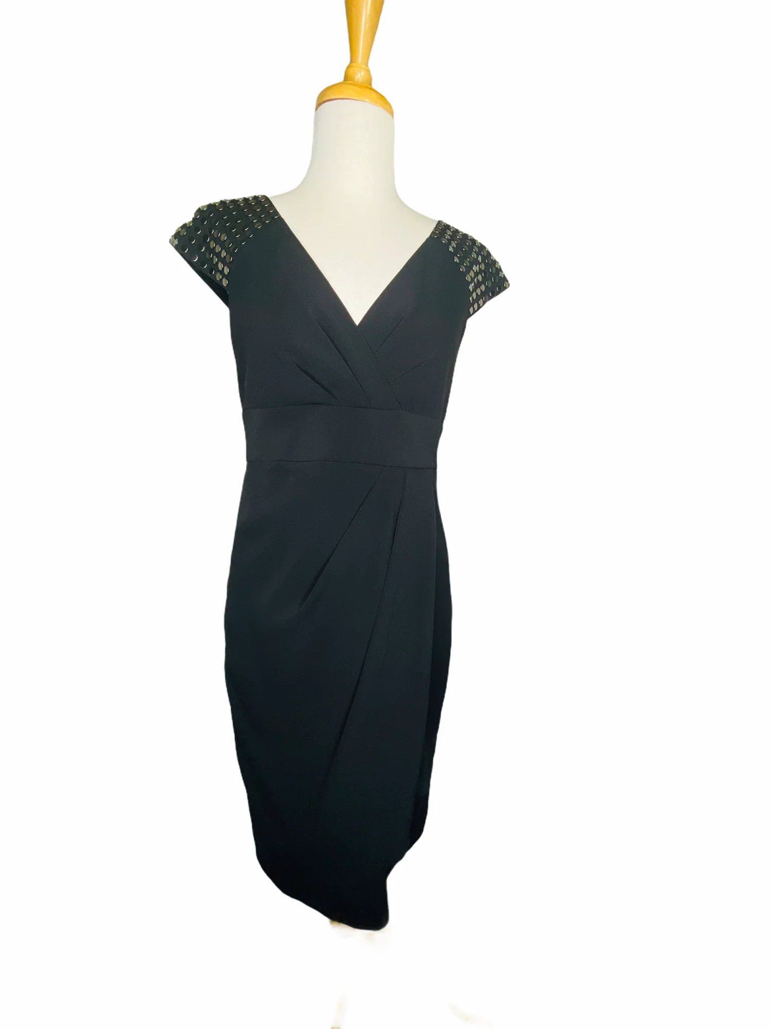 Maggy London Studded Sheath Black Dress Cap Sleeves Lbd by Maggy London - Image 12