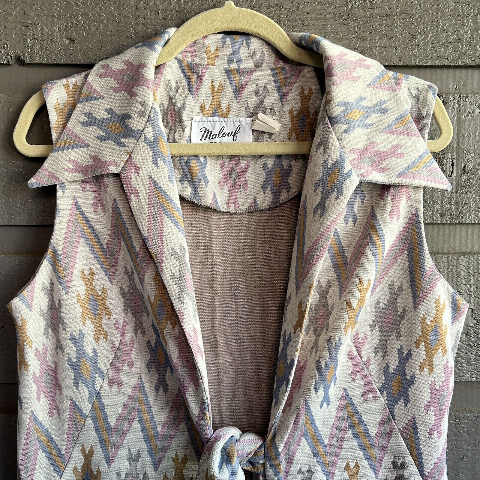 70s Aztec Native Knit Tie Wrap Long Cardigan Size 14 By Malouf of Dallas - Image 5