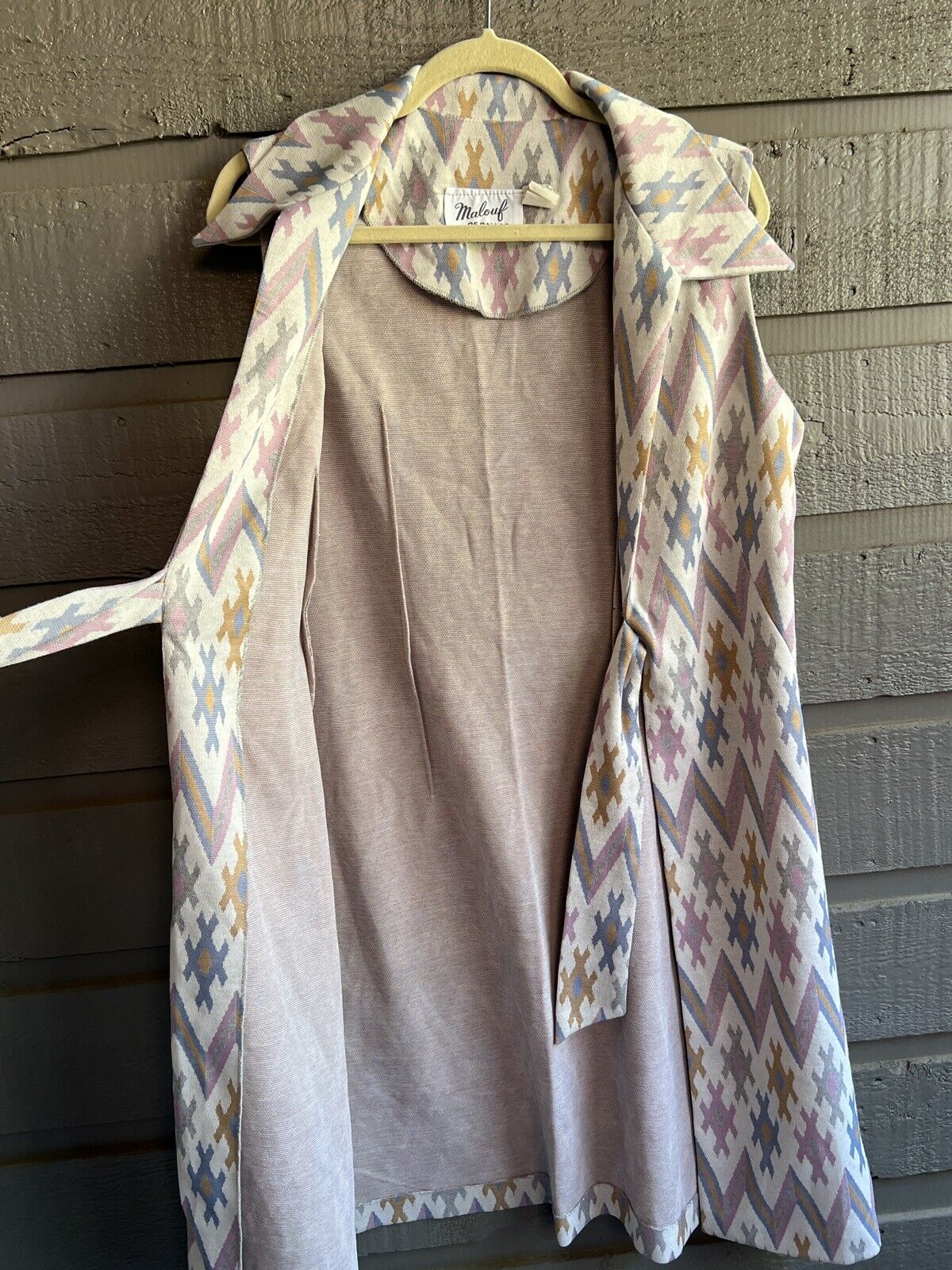 70s Aztec Native Knit Tie Wrap Long Cardigan Size 14 By Malouf of Dallas - Image 7