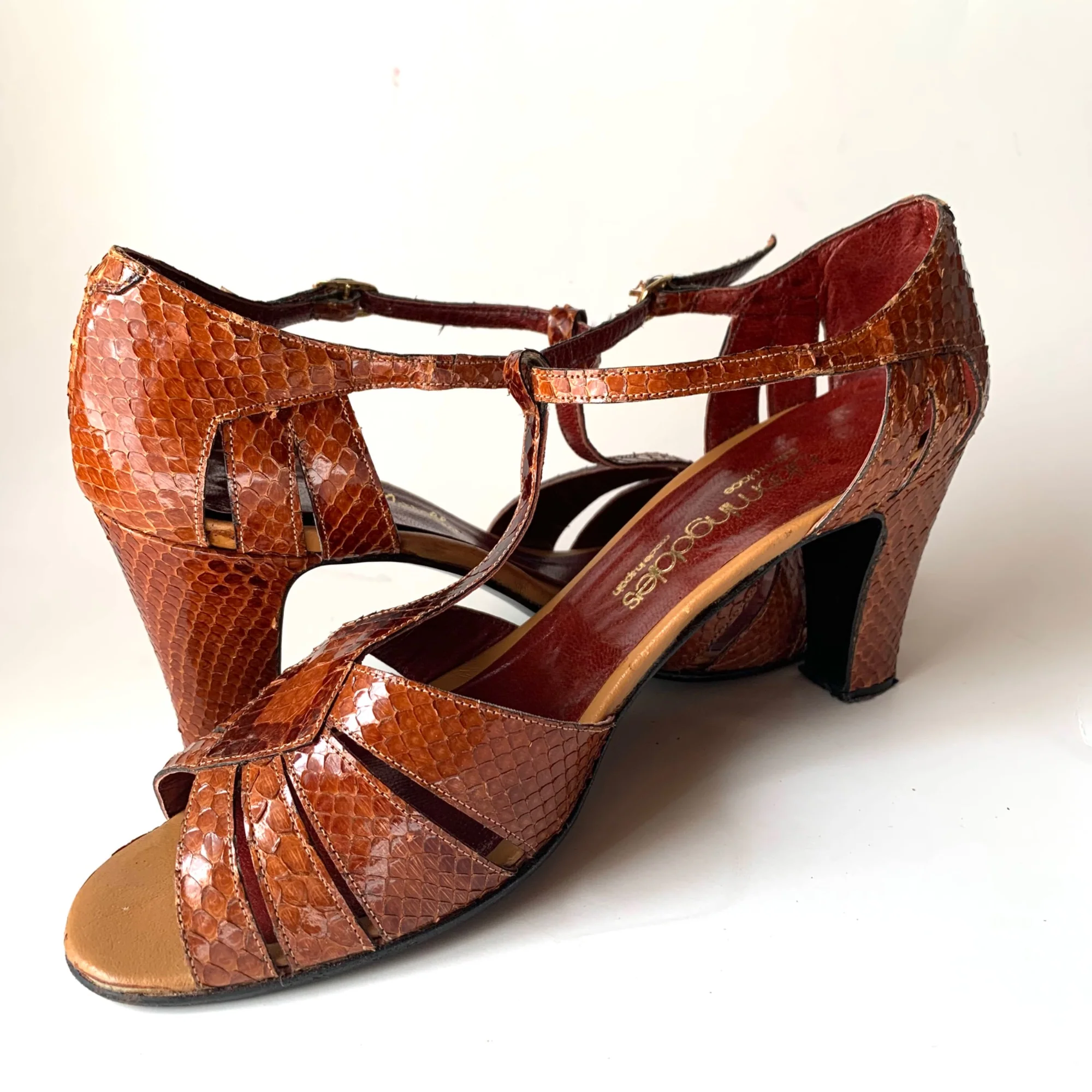 Margaret Jerrold by Arsho X Bloomingdales Vintage 80s Snakeskin Heels Sandal - Image 6
