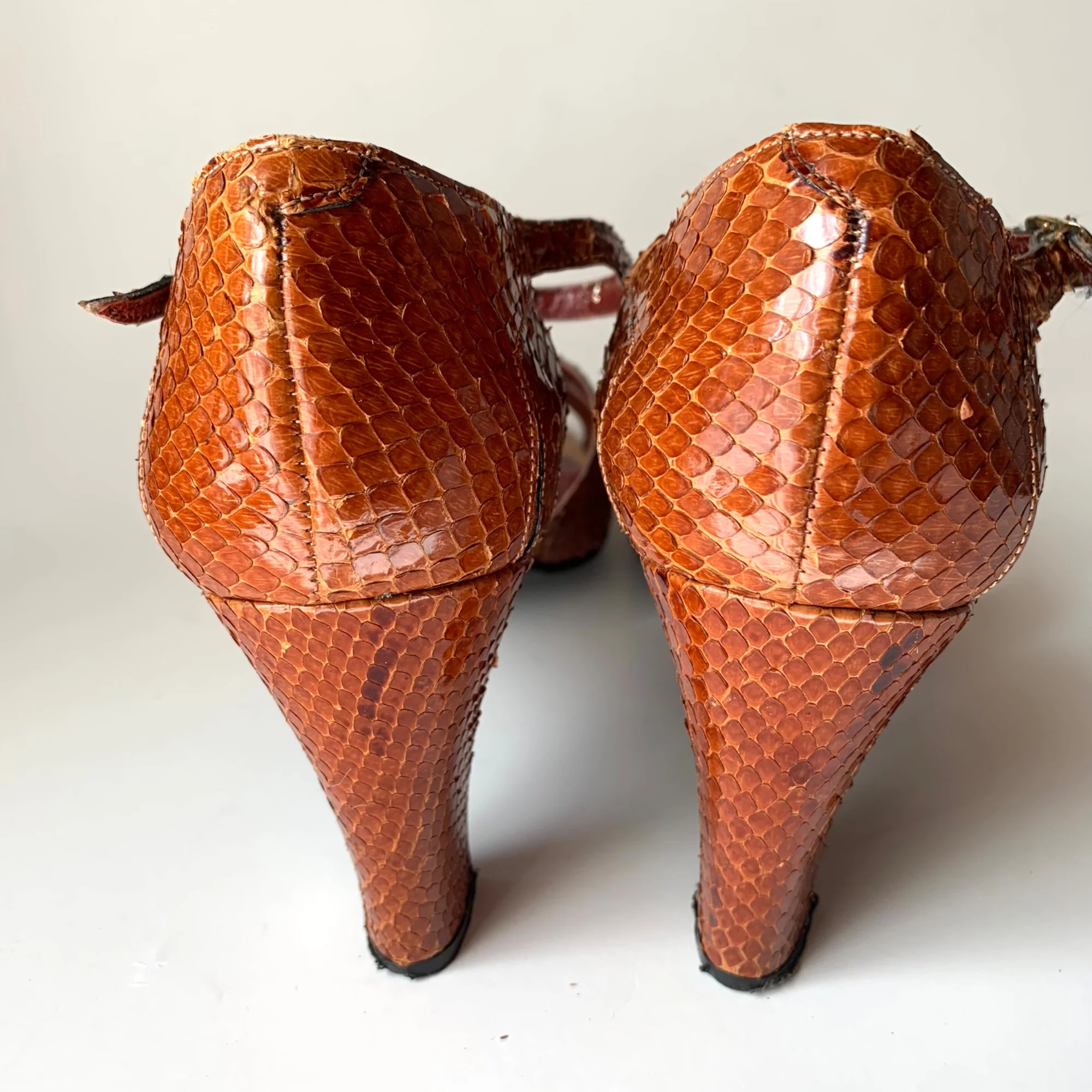 Margaret Jerrold by Arsho X Bloomingdales Vintage 80s Snakeskin Heels Sandal - Image 9