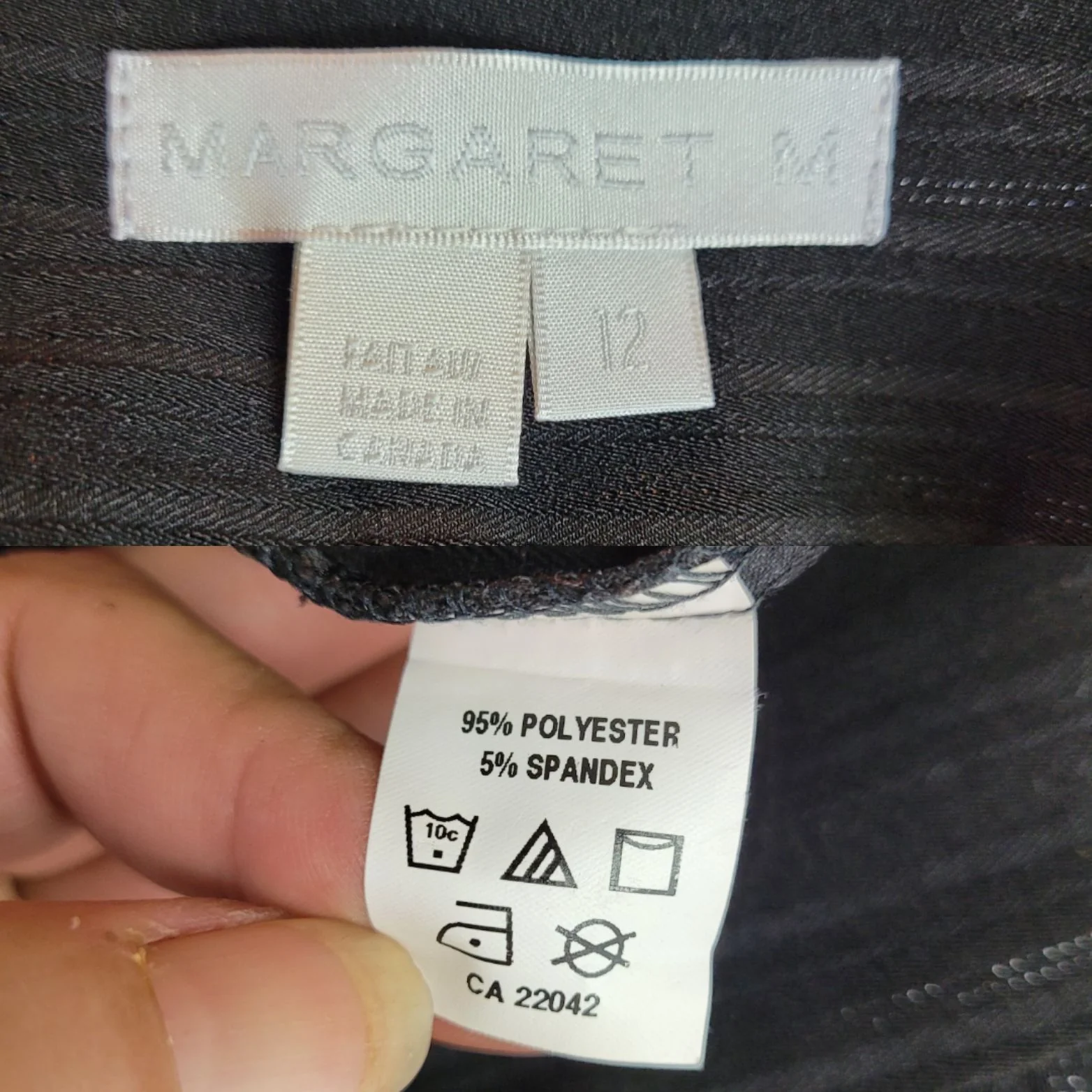 Margaret M Pants High Rise Flare Tuxedo Metallic Striped Black 12 Slimming by Margaret M - Image 3