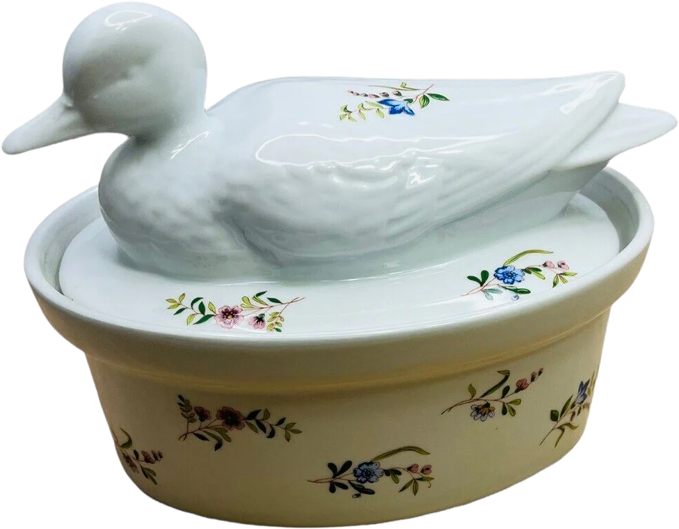 Margot Casserole Dish Oval Covered Duck Oven Porcelain Floral by BIA Cordon Bleu