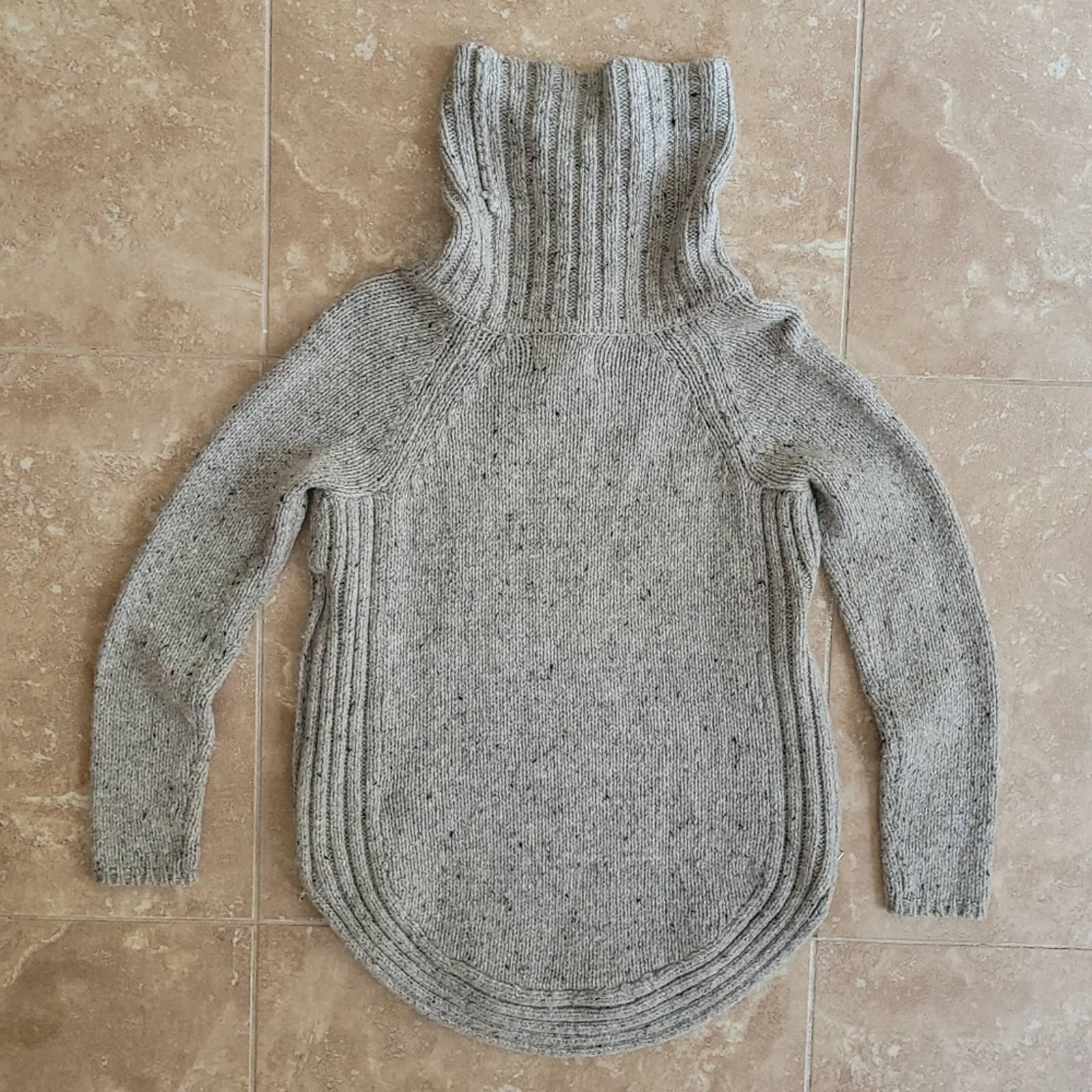 Marled Gray Cowl Neck Wool Blend Side Zip Sweater - Sz. M by Cynthia Rowley - Image 3