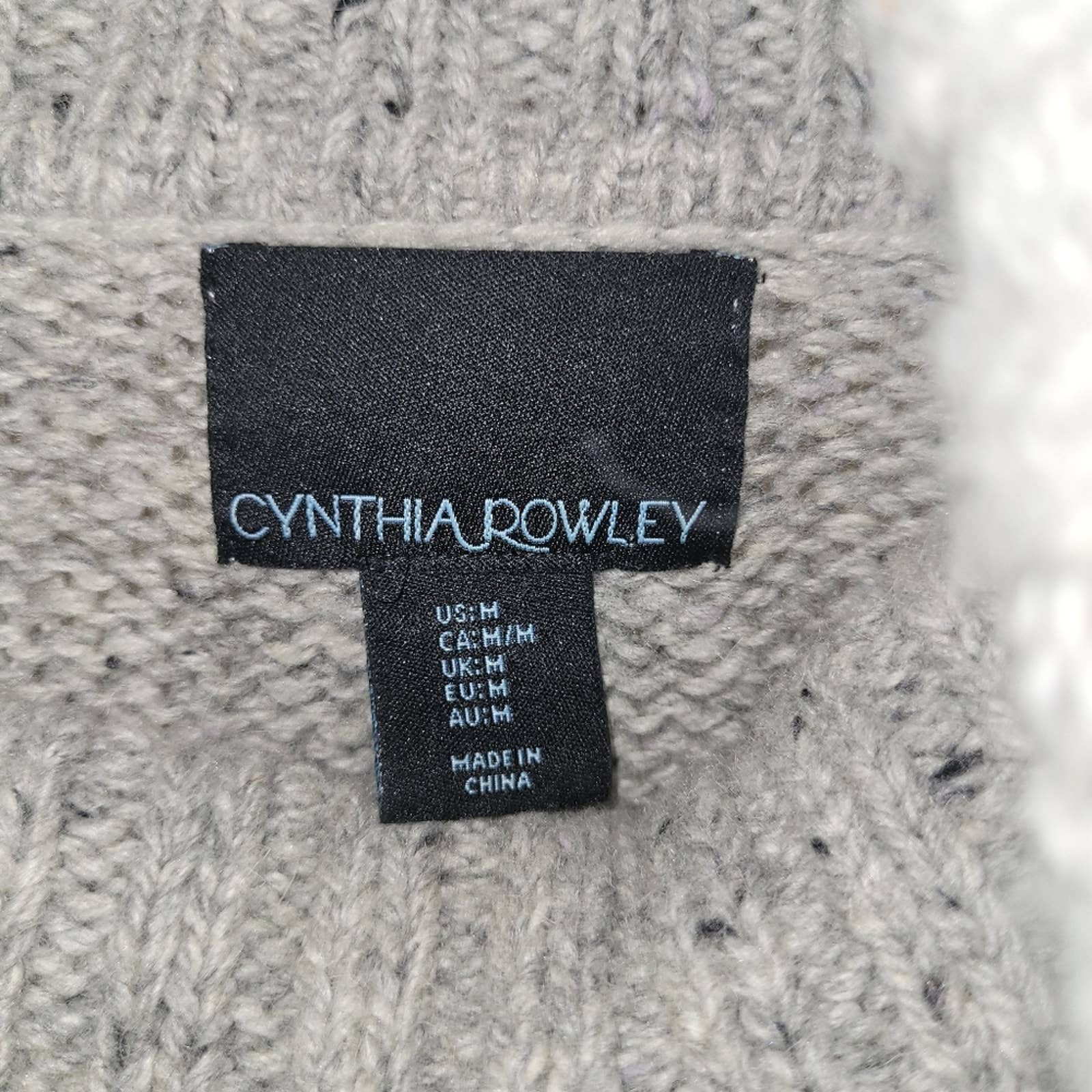 Marled Gray Cowl Neck Wool Blend Side Zip Sweater - Sz. M by Cynthia Rowley - Image 5