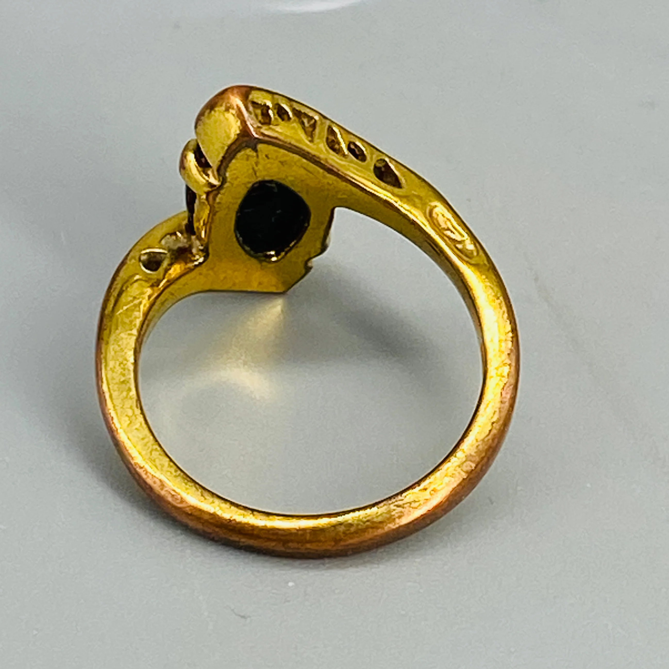 Marquise Art Deco Ring Black And Gold Rhinestone - Image 10
