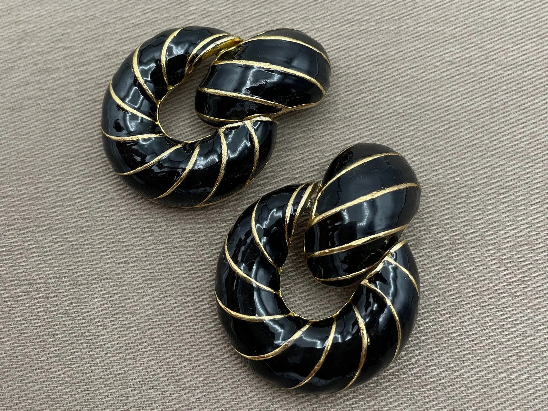 Massive Ciner Signed Enamel Doorknocker Clip On Statement Earrings by Ciner - Image 3