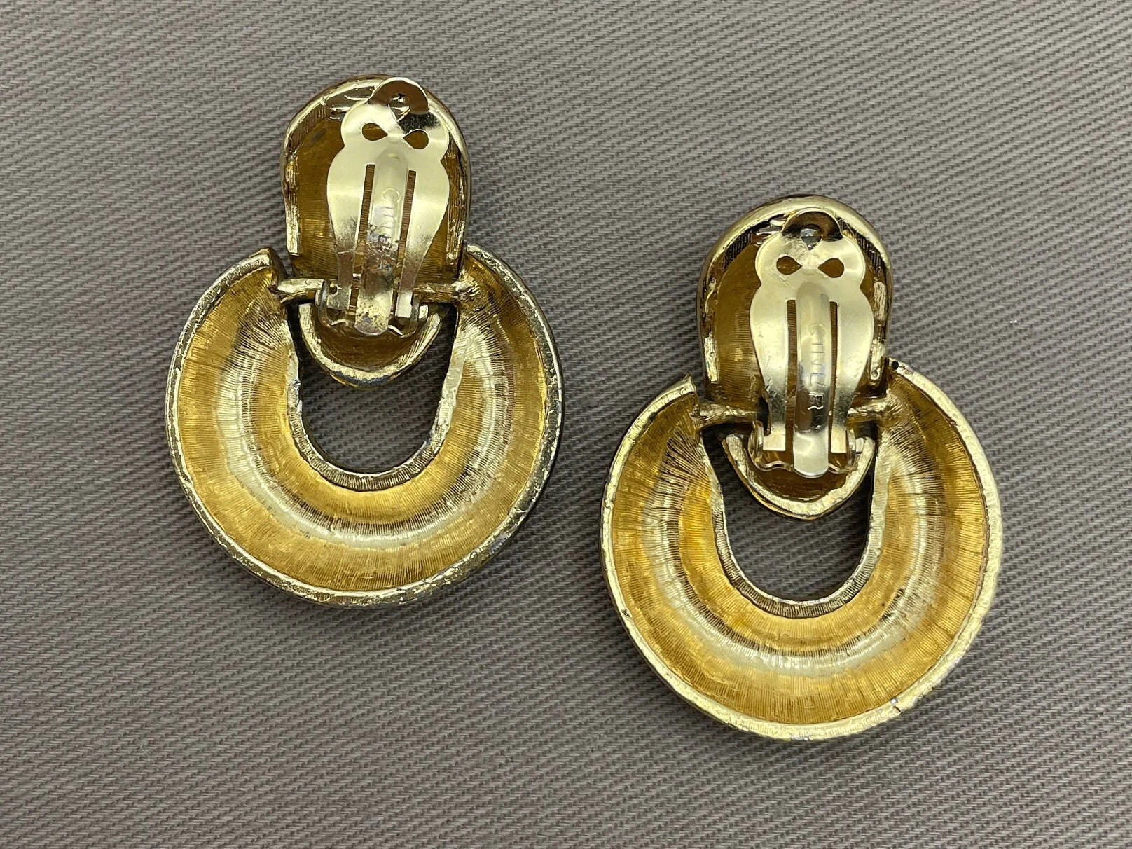 Massive Ciner Signed Enamel Doorknocker Clip On Statement Earrings by Ciner - Image 5