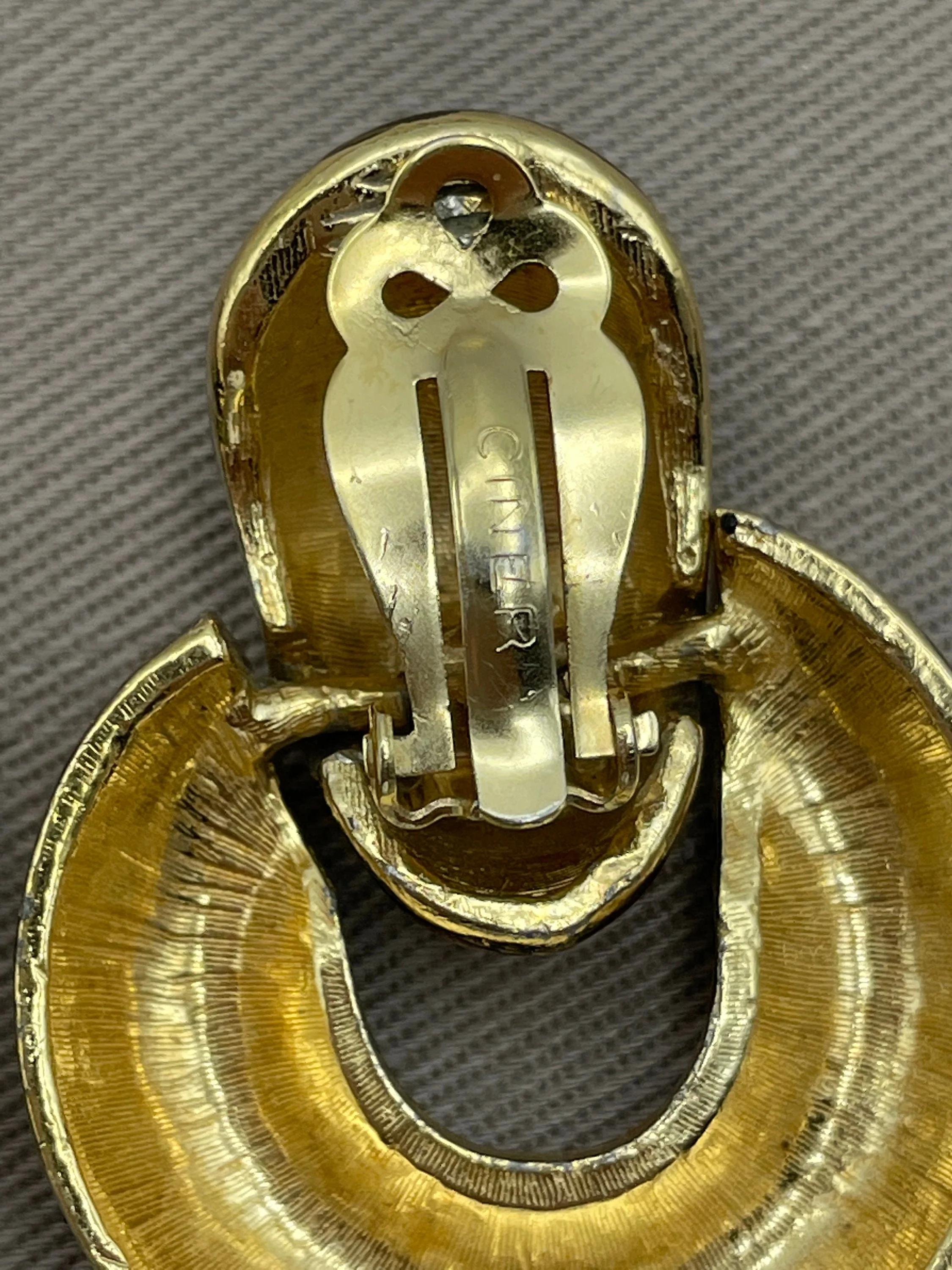 Massive Ciner Signed Enamel Doorknocker Clip On Statement Earrings by Ciner - Image 6