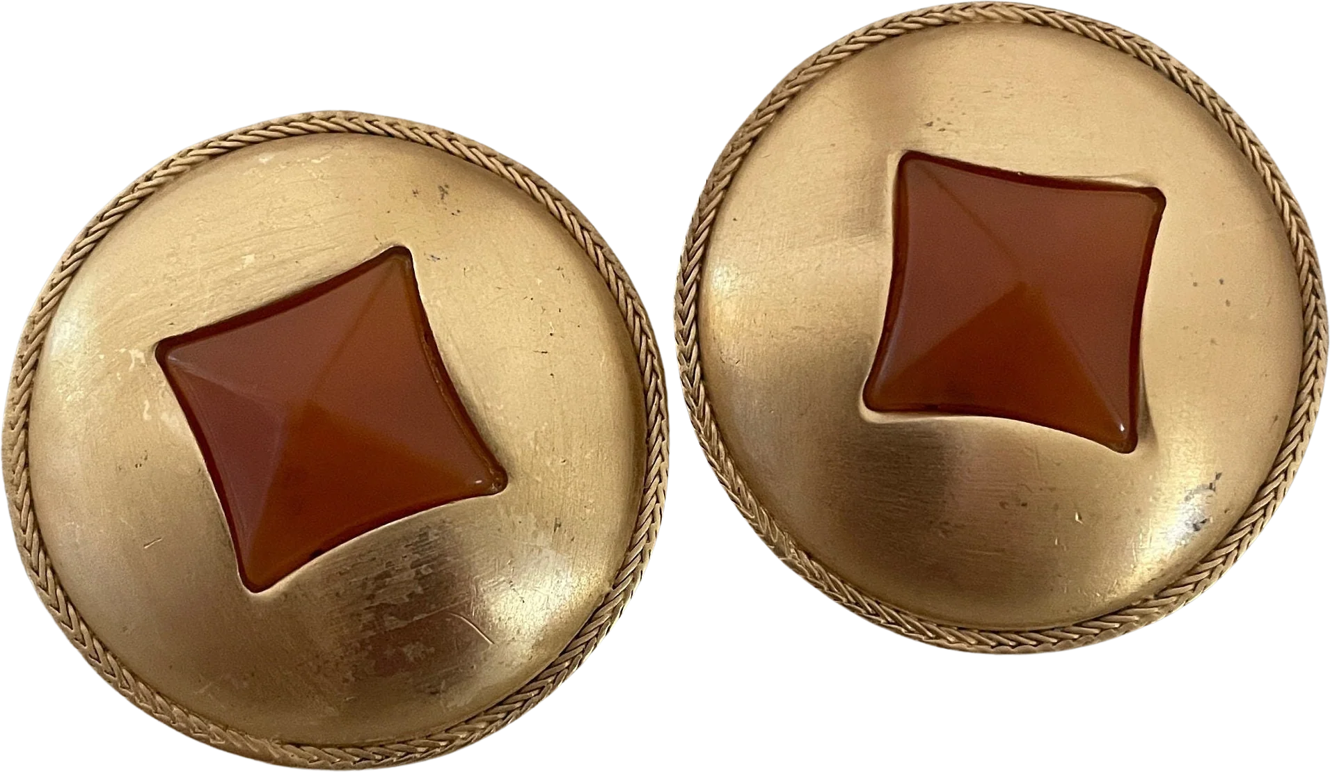 Massive Etruscan Lucite Stone Signed Vintage Statement Earrings for Pierced Ears by Liz Claiborne