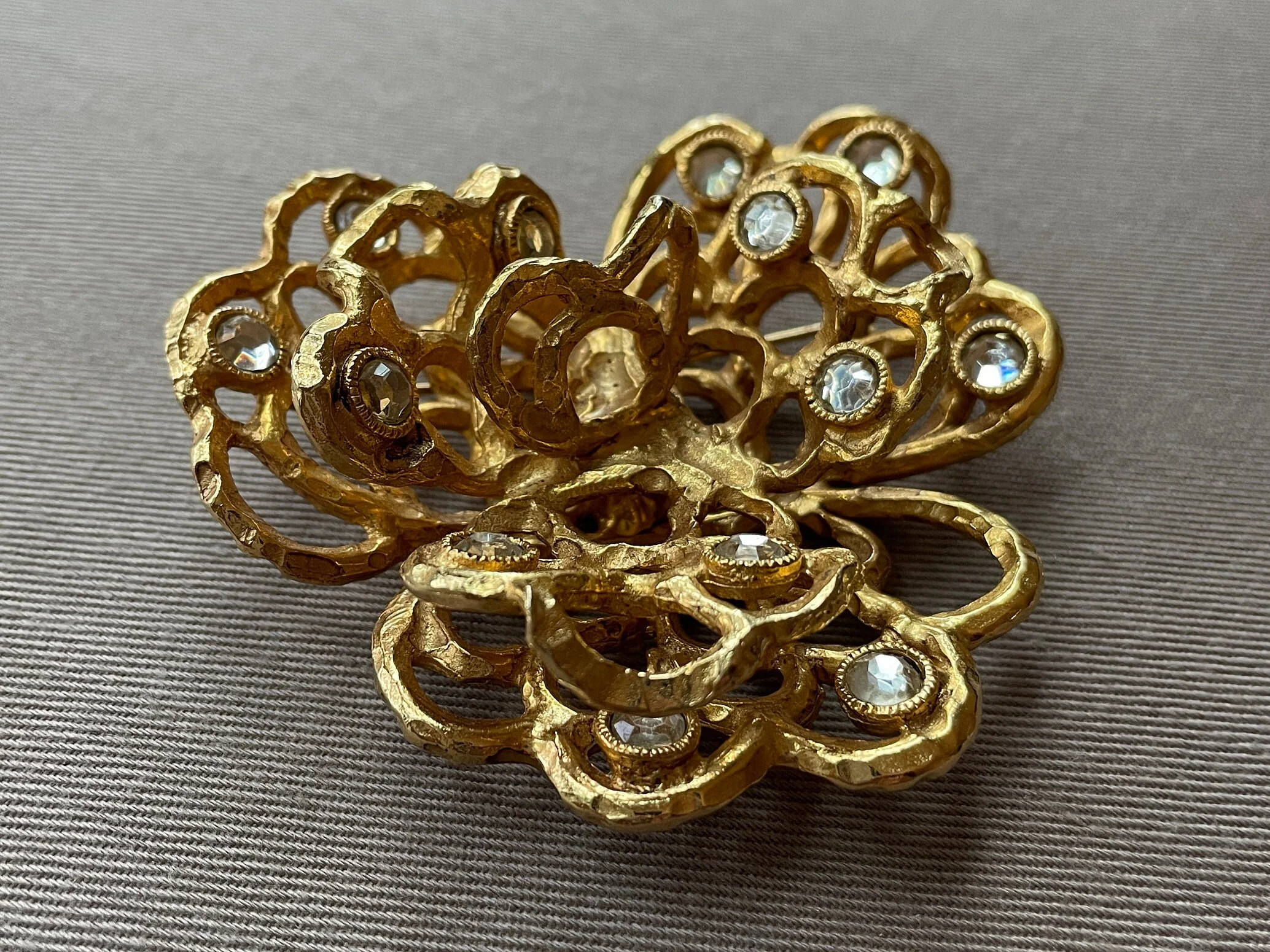 Massive French Abstract Gold Brooch Pin Paris Runway Couture - Image 7