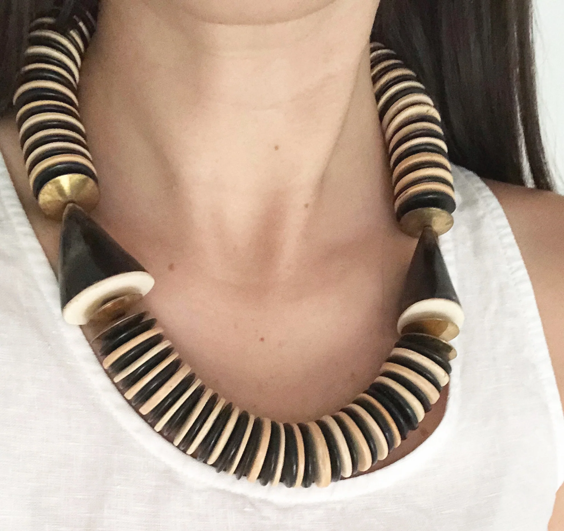 Massive Horn and Wood Bead Chic Necklace - Image 2