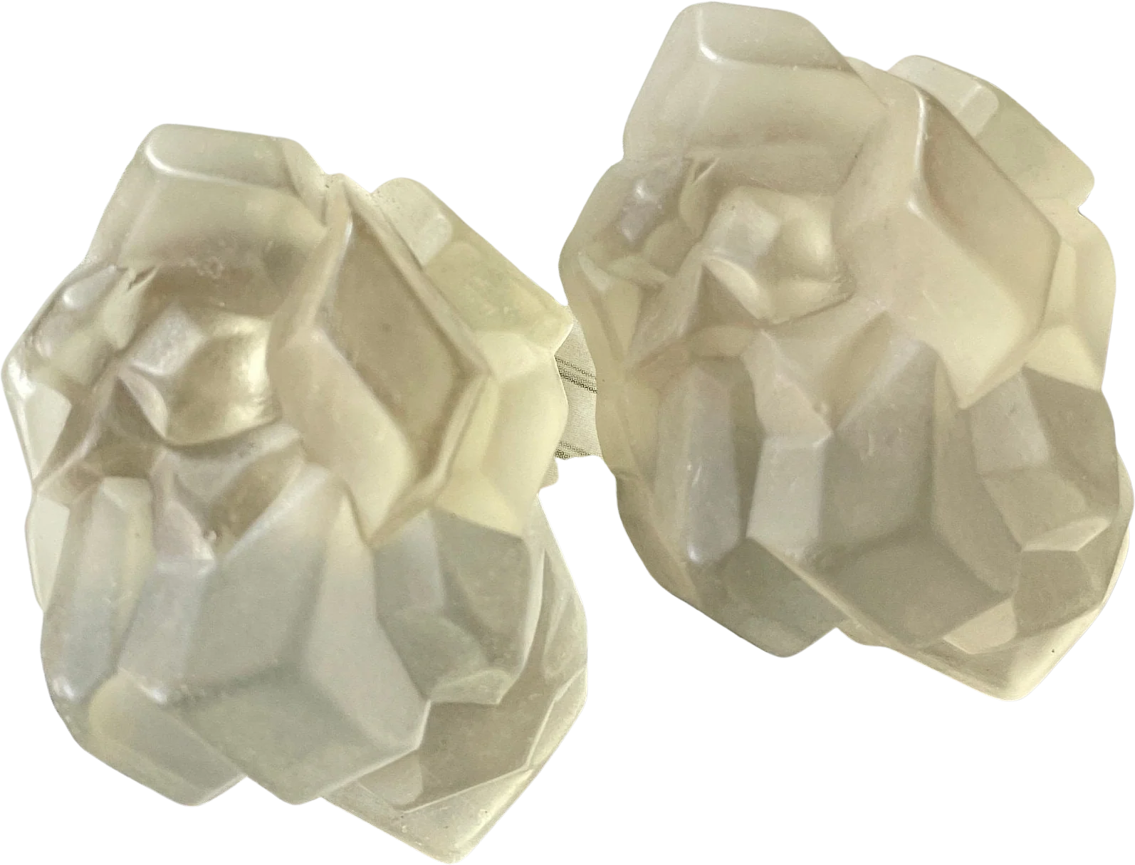 Massive Napier Lucite Sculptural Ice Block Clip On Statement Earrings by Napier