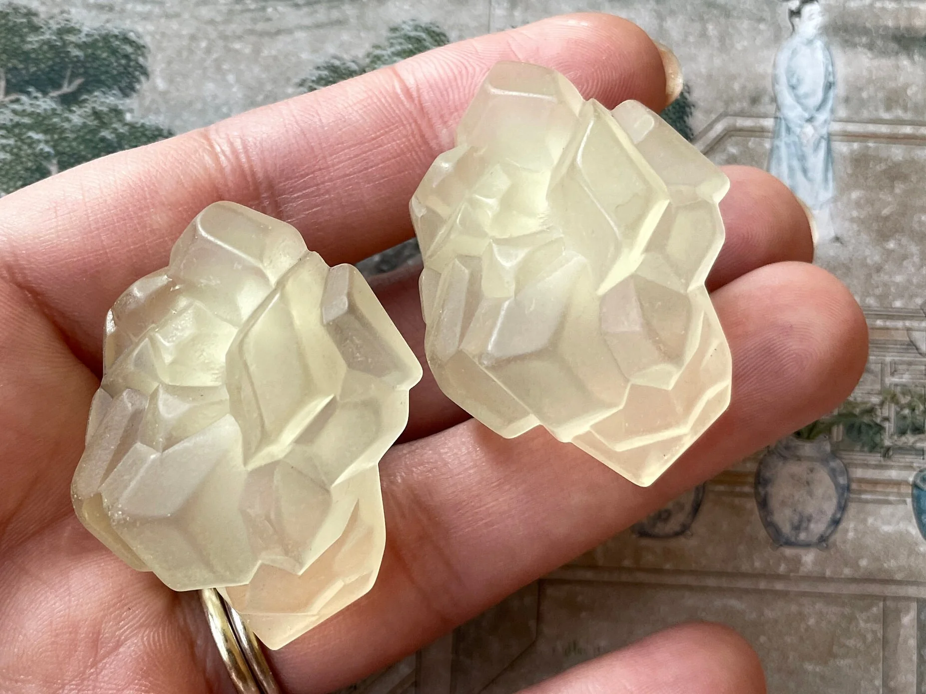 Massive Napier Lucite Sculptural Ice Block Clip On Statement Earrings by Napier - Image 5