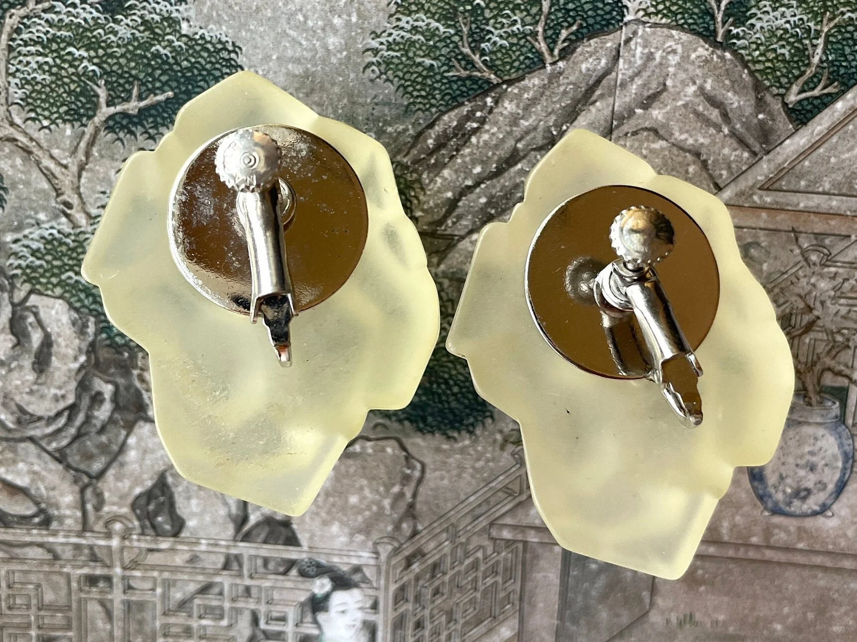 Massive Napier Lucite Sculptural Ice Block Clip On Statement Earrings by Napier - Image 6