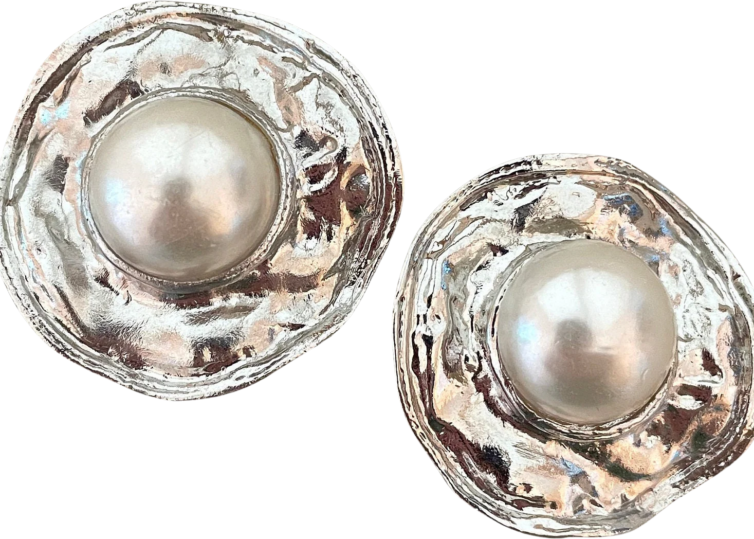 Massive Pearl Art Nouveau Clip-On Statement Earrings