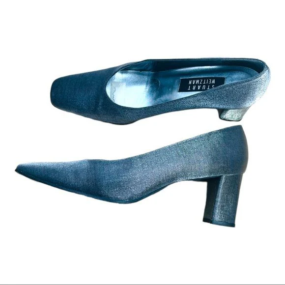 Matte Lame Pumps 2. 5 Inch Block Heel Size 9. 5n by Stuart Weitzman - Image 3