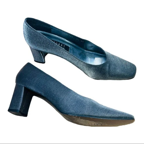 Matte Lame Pumps 2. 5 Inch Block Heel Size 9. 5n by Stuart Weitzman - Image 4