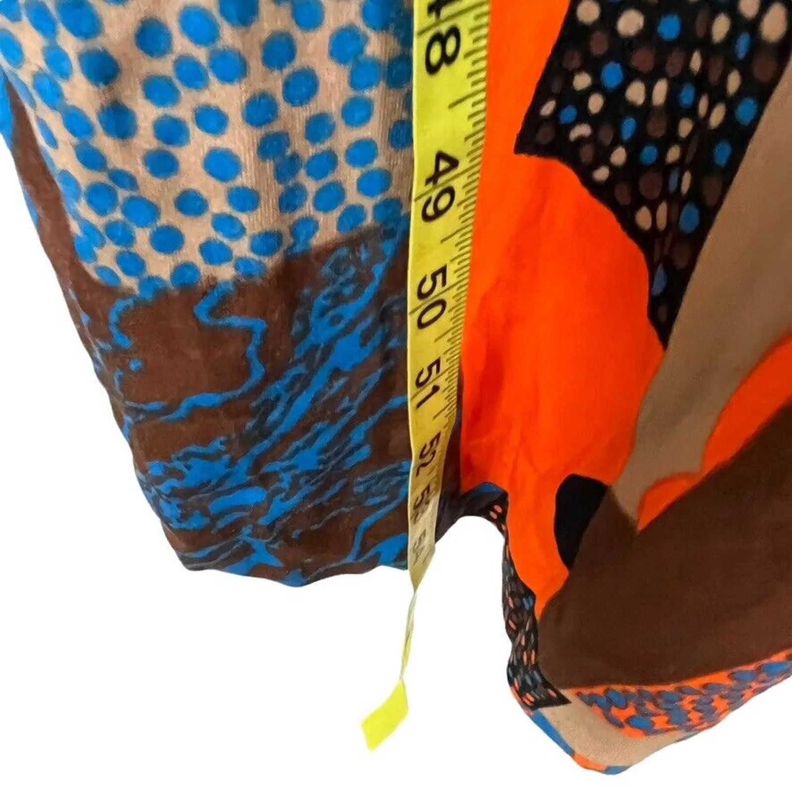 Maxi Dress 70s Funky Handmade Faux Patchwork Women S Damaged Orange Blue Sz S - Image 4