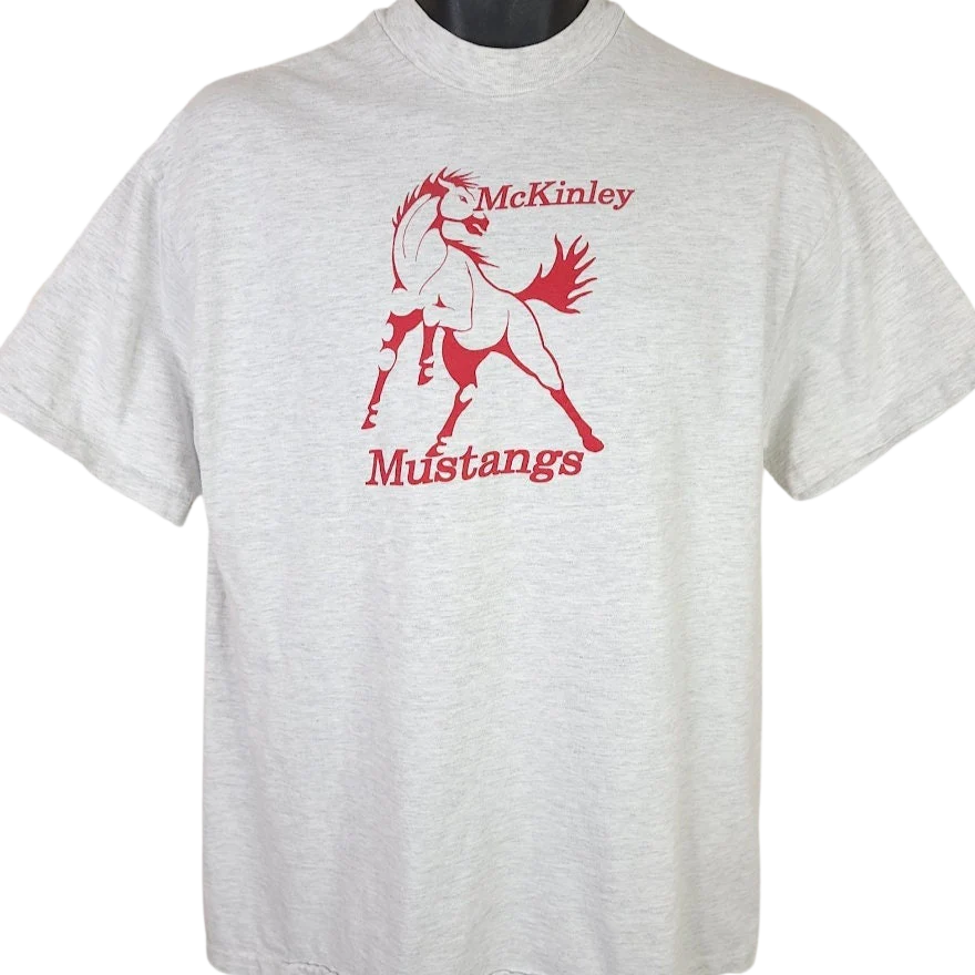 Mckinley Mustangs T-Shirt Vintage 90s Middle School Made In Usa Mens Size Large