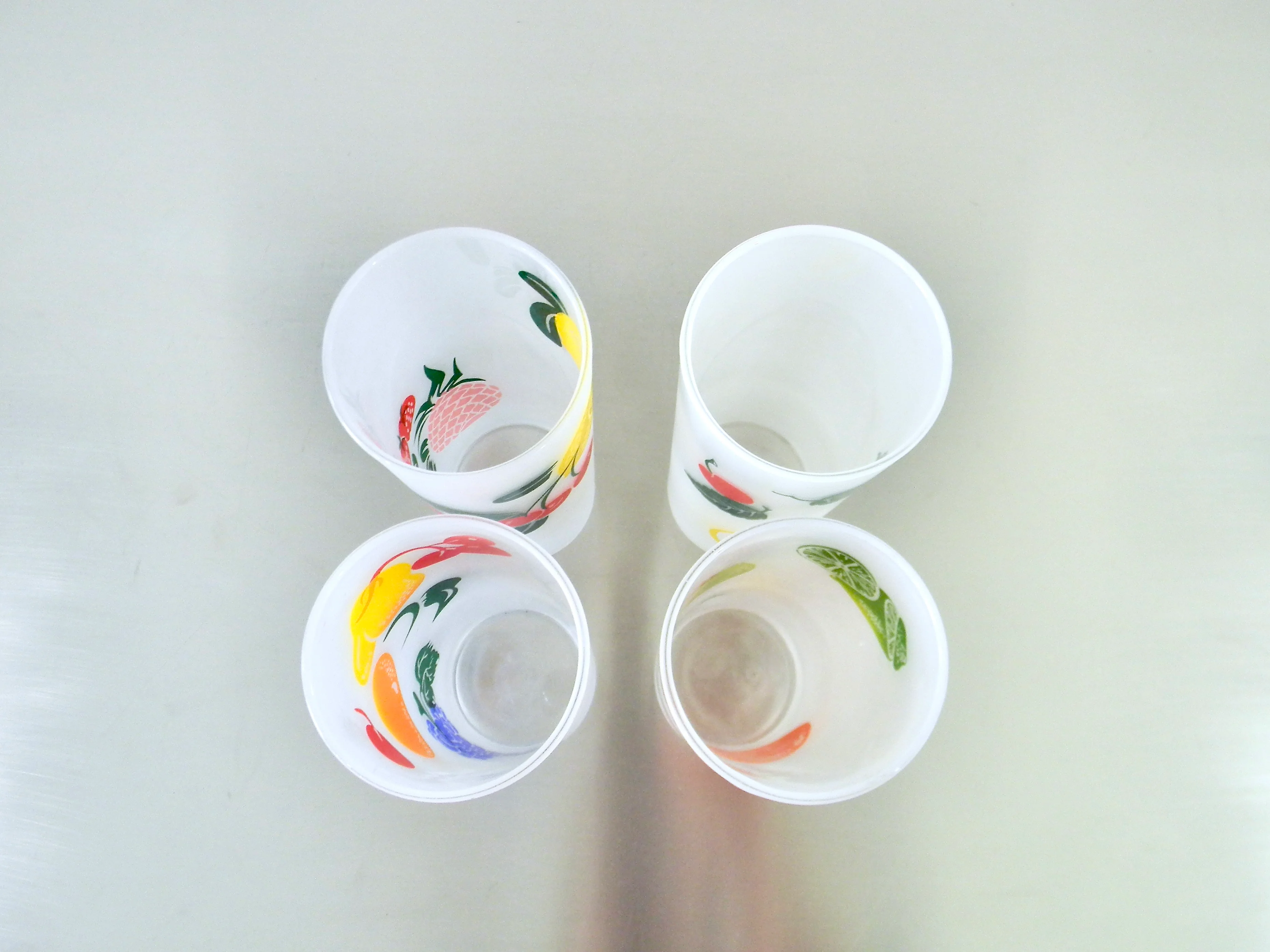 Mcm Set Of 4 Tom Collins Frosted Fruit Glasses By Federal Glass - Image 9
