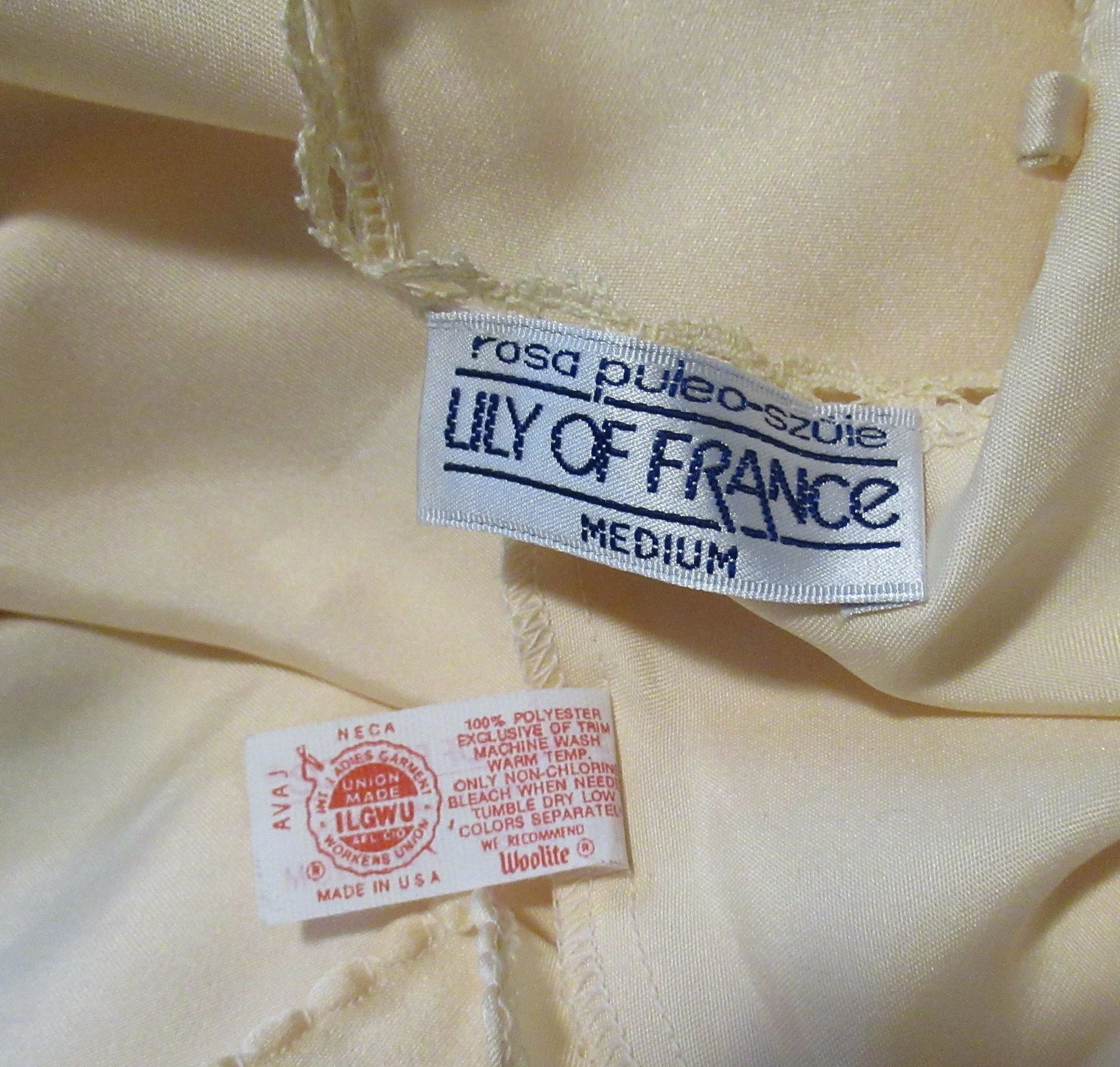 Med Long Nightgown Lily of France Rosa Puleo-Ule Deep V Front Spaghetti Strap Crisscross Low Back Beige Polyester by Lily Of France - Image 4