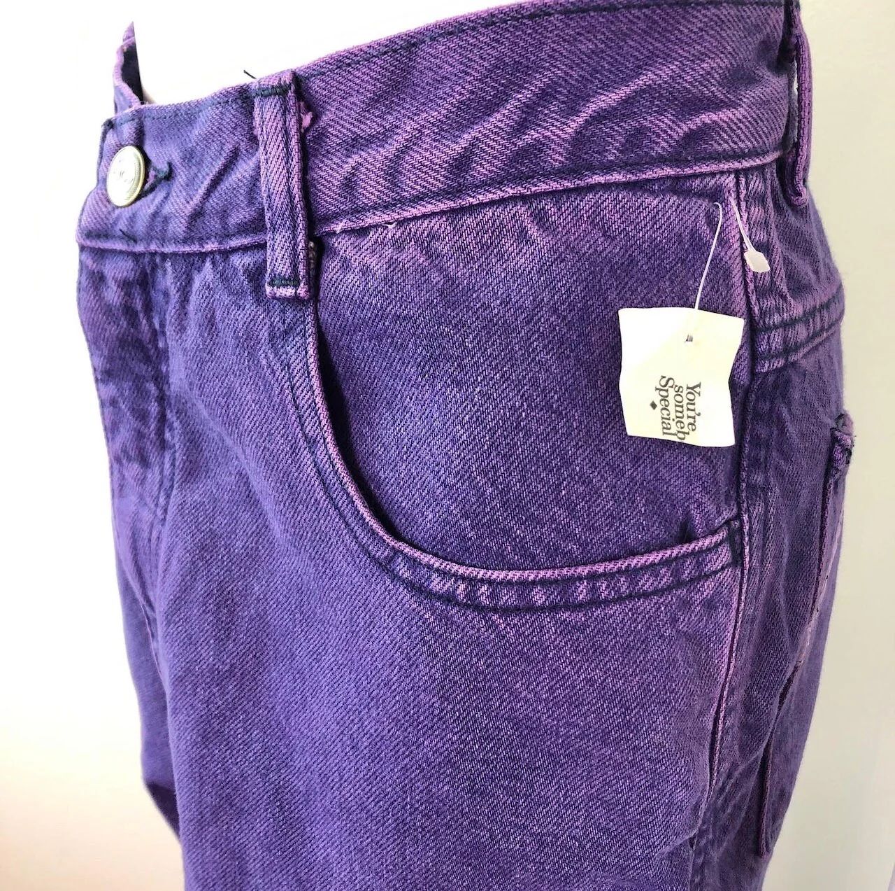 Medium To Large Deadstock 90s Purple High Waisted Jeans by Oscar de la Renta - Image 5