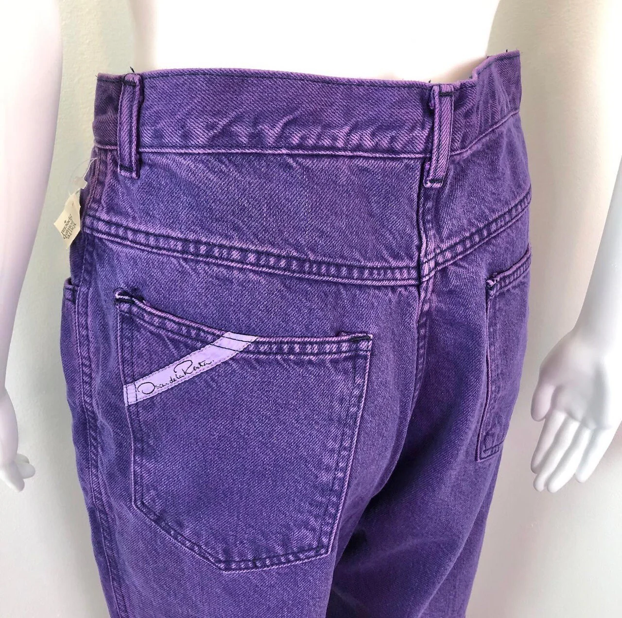 Medium To Large Deadstock 90s Purple High Waisted Jeans by Oscar de la Renta - Image 8