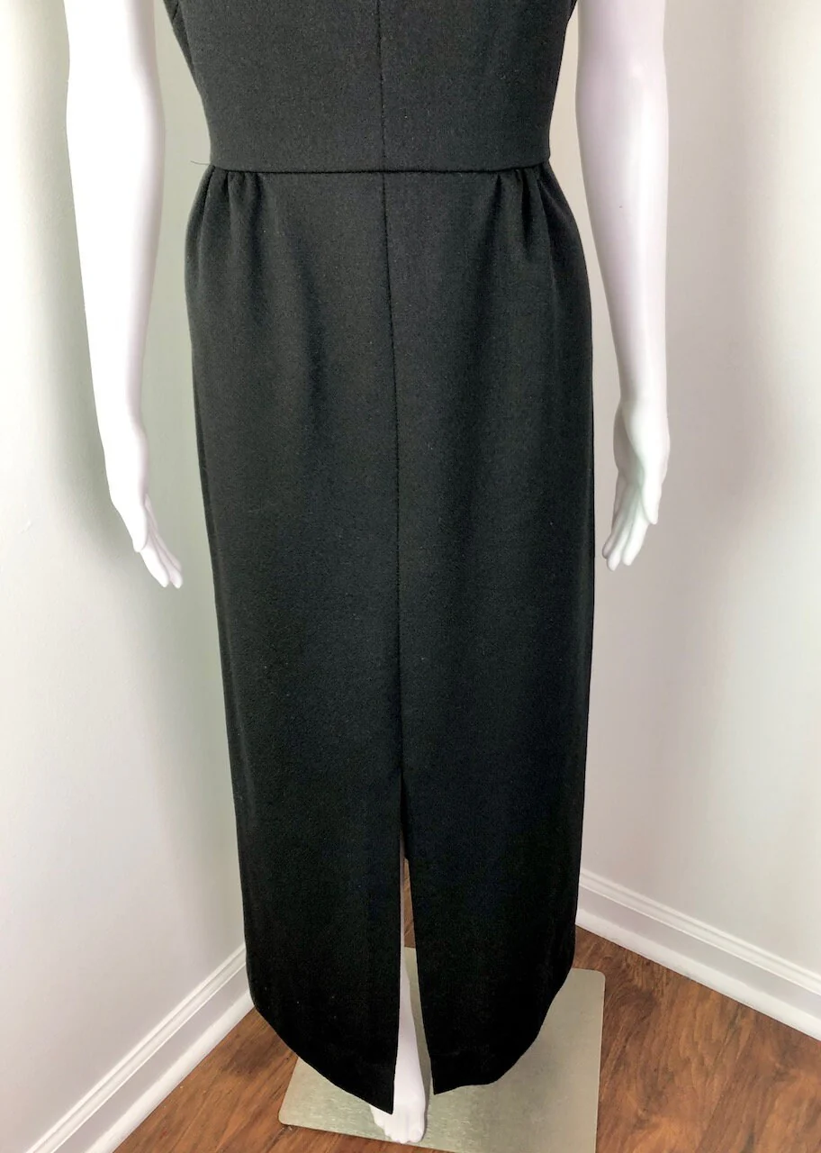 Medium To Large Vintage 70s Black Polyester Hostess Maxi Dress - Image 5