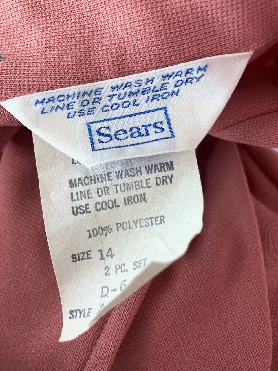 Medium To Large Vintage 70s Blush Two Piece Polyester Skirt and Butterfly Collar Jacket Set by Sears - Image 9