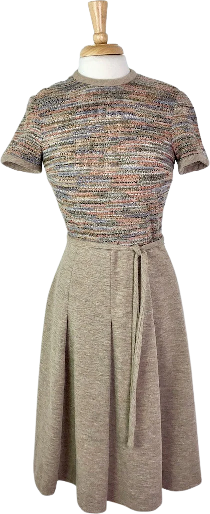 Medium To Large Vintage 70s Two Piece Space Knit Dress and Sweater Set New York by Stephan Casuals