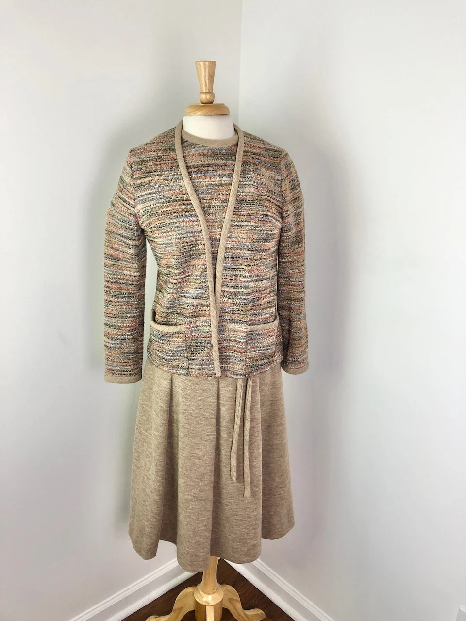 Medium To Large Vintage 70s Two Piece Space Knit Dress and Sweater Set New York by Stephan Casuals - Image 6