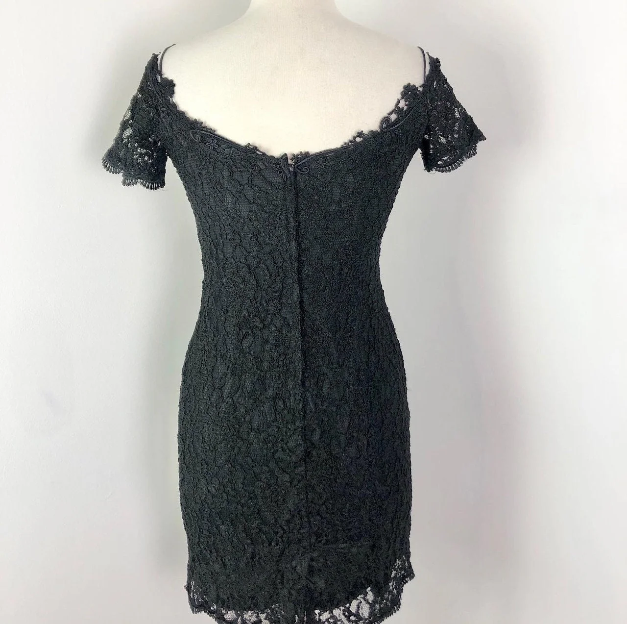 Medium To Large Vintage 90s Black Lace Mini Dress by Joseph Ribkoff - Image 2