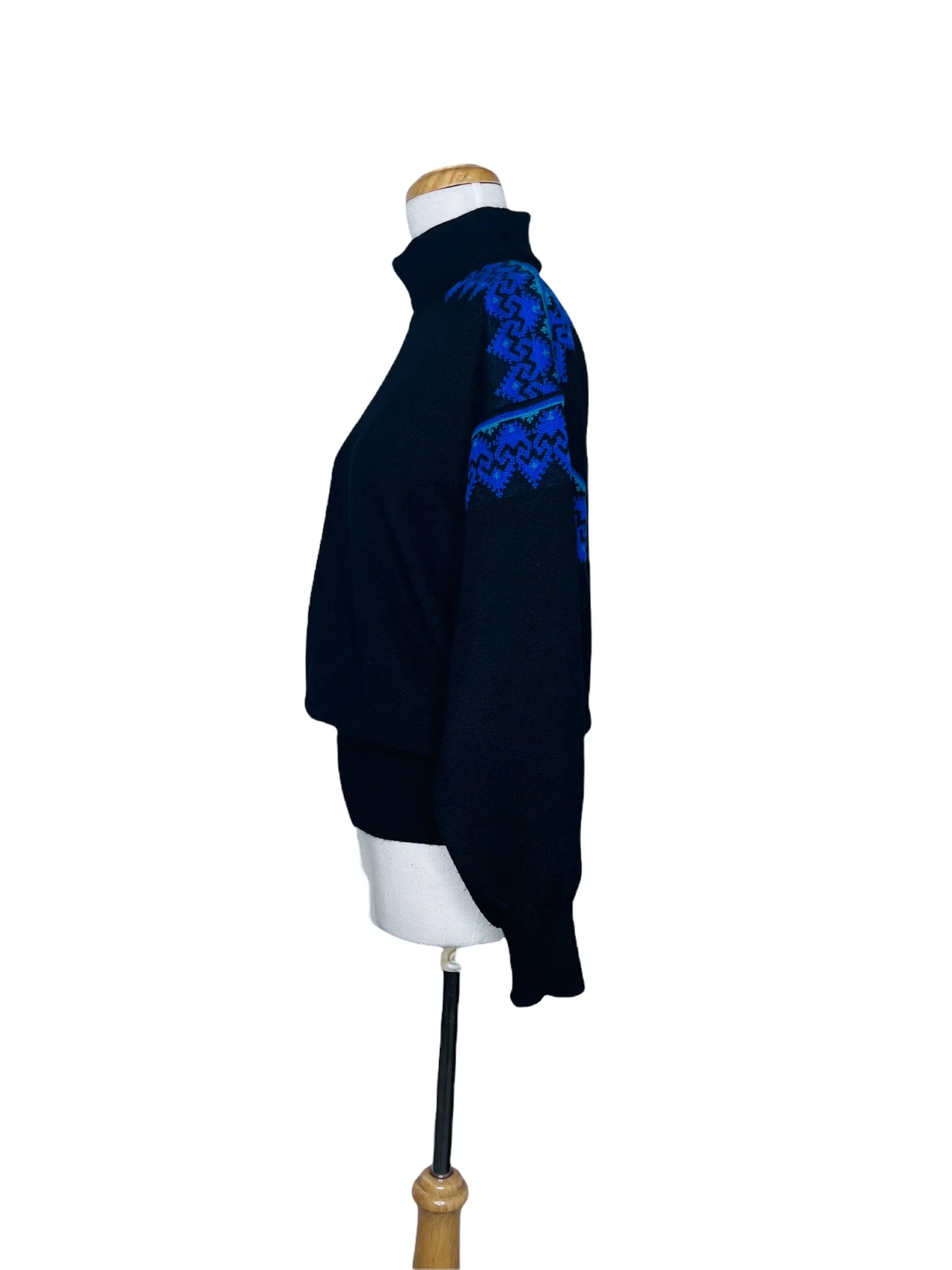 Meister Vintage 80s Ski Turtleneck Sweater Ribbbed Waist Dolman Sleeve Medium by Meister - Image 3