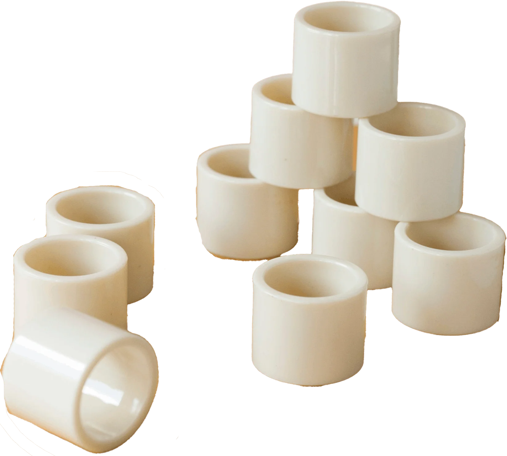 Melamine Napkin Rings Set of Ten Vintage Cream
