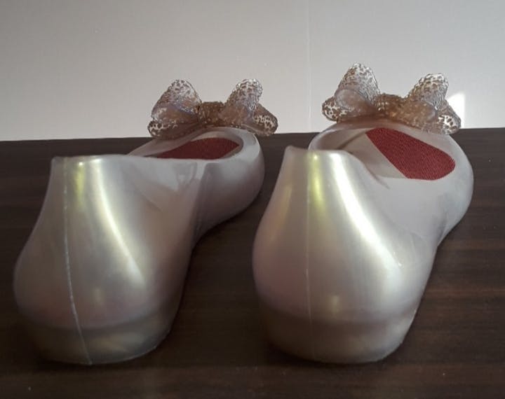 Pearly White Jelly Ballet Flat Shoes with Bow by Vivienne Westwood x Melissa - Image 4