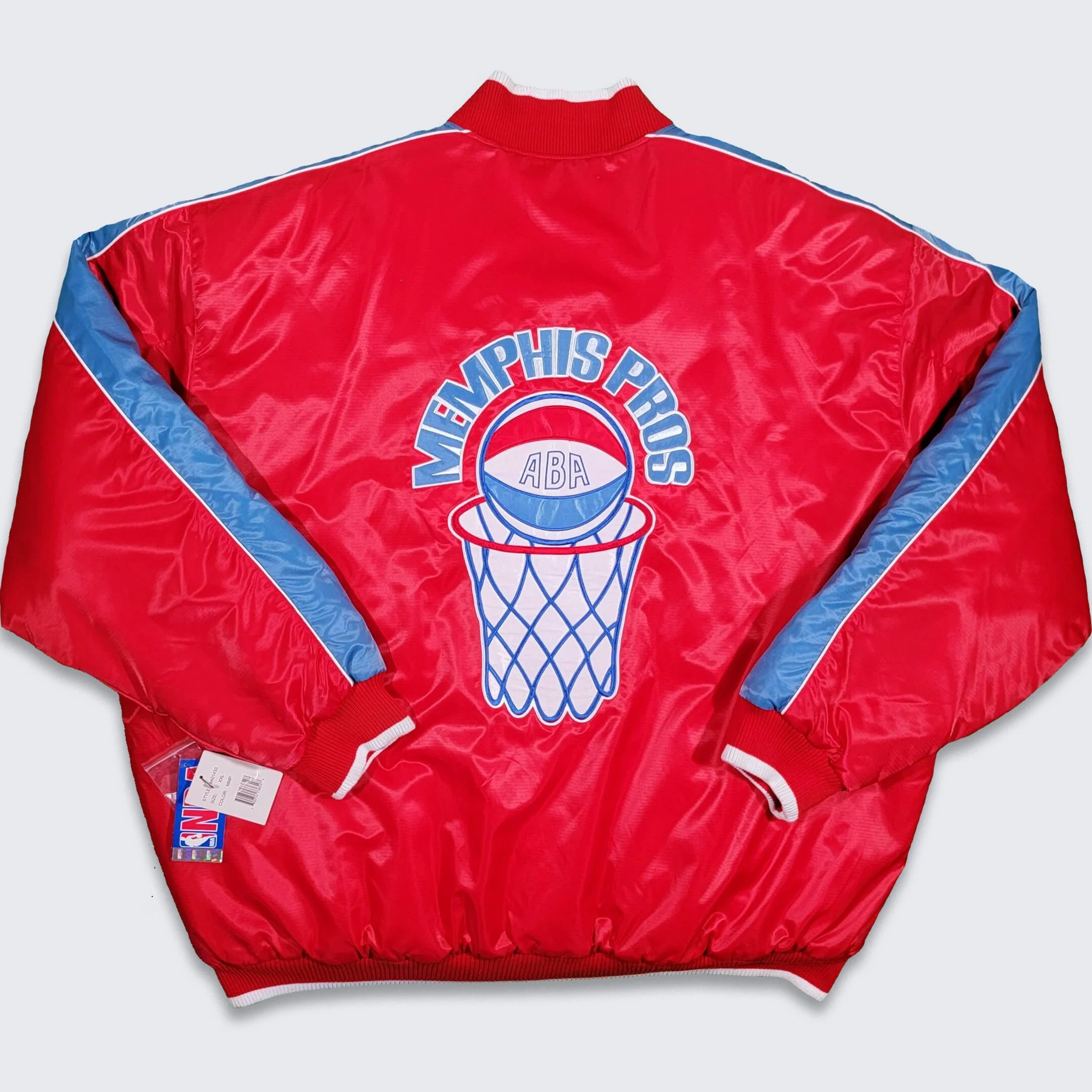 Memphis Pros Vintage 00s Aba Basketball Satin Bomber Jacket Nba Hardwood Classics G3 Carl Banks 2xl - Image 3