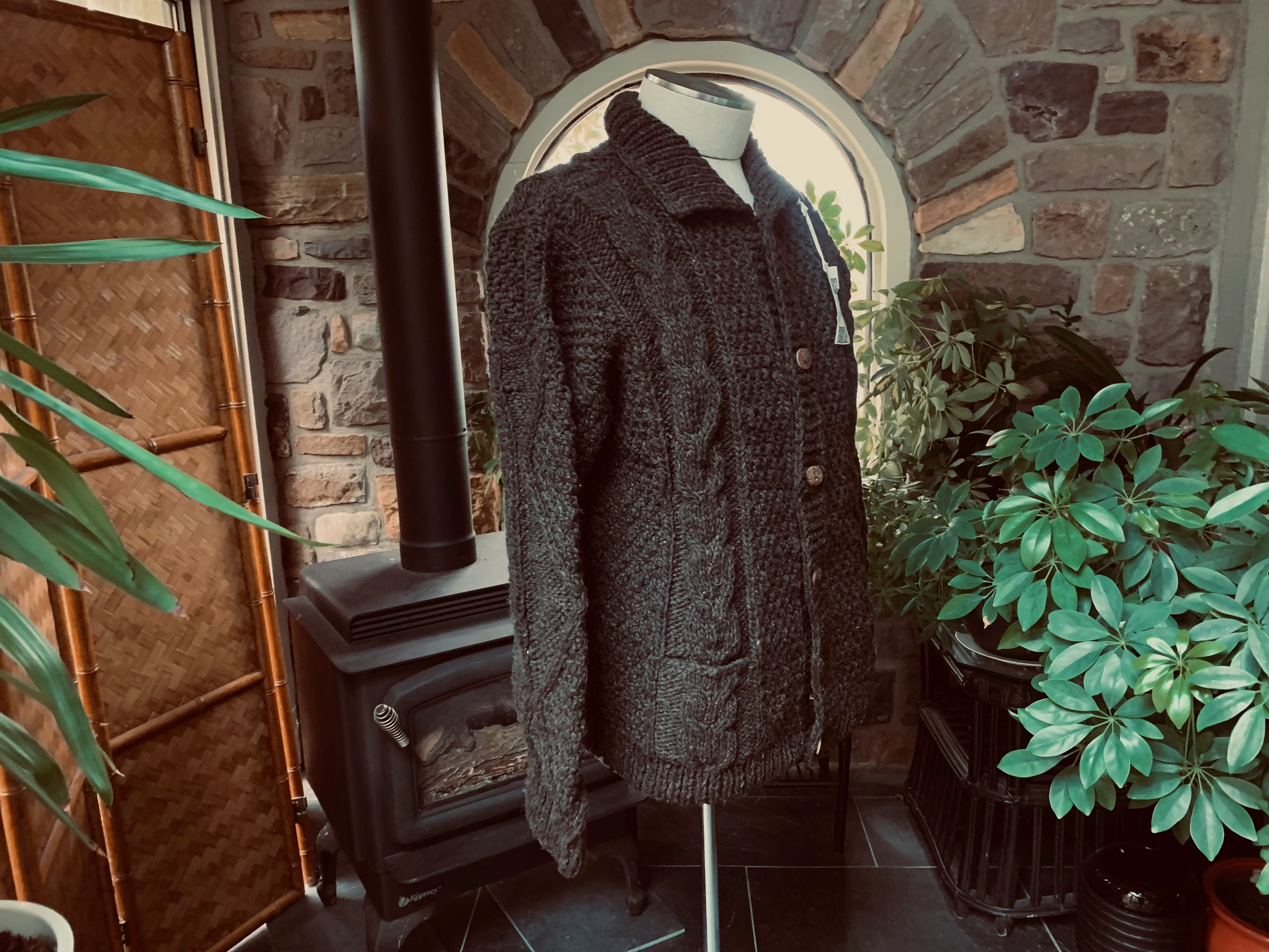 Mens Brown Fisherman's Wool Hand Knitted Cardigan By Hand Knitted Scotland - Image 10