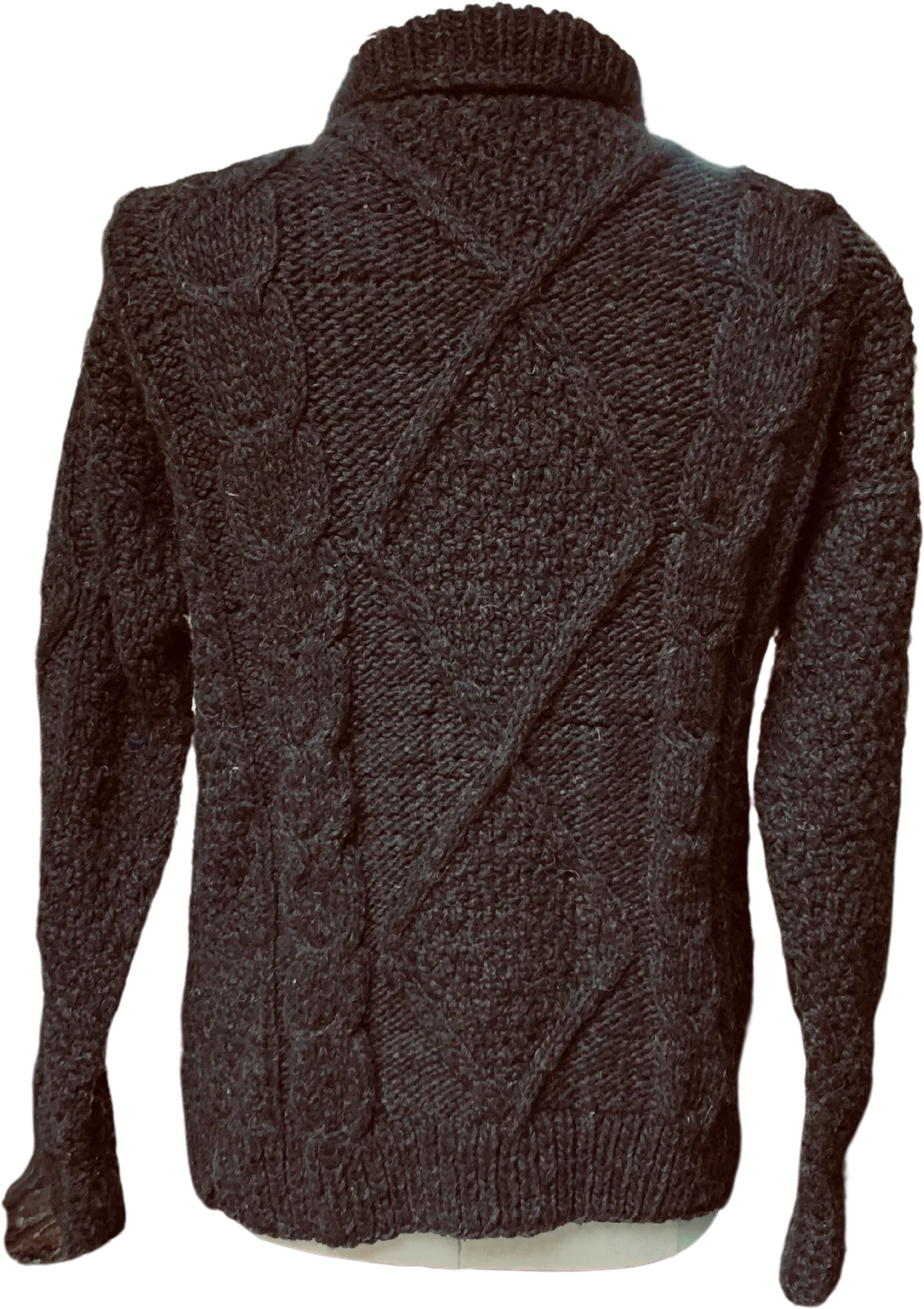 Mens Brown Fisherman's Wool Hand Knitted Cardigan By Hand Knitted Scotland - Image 2