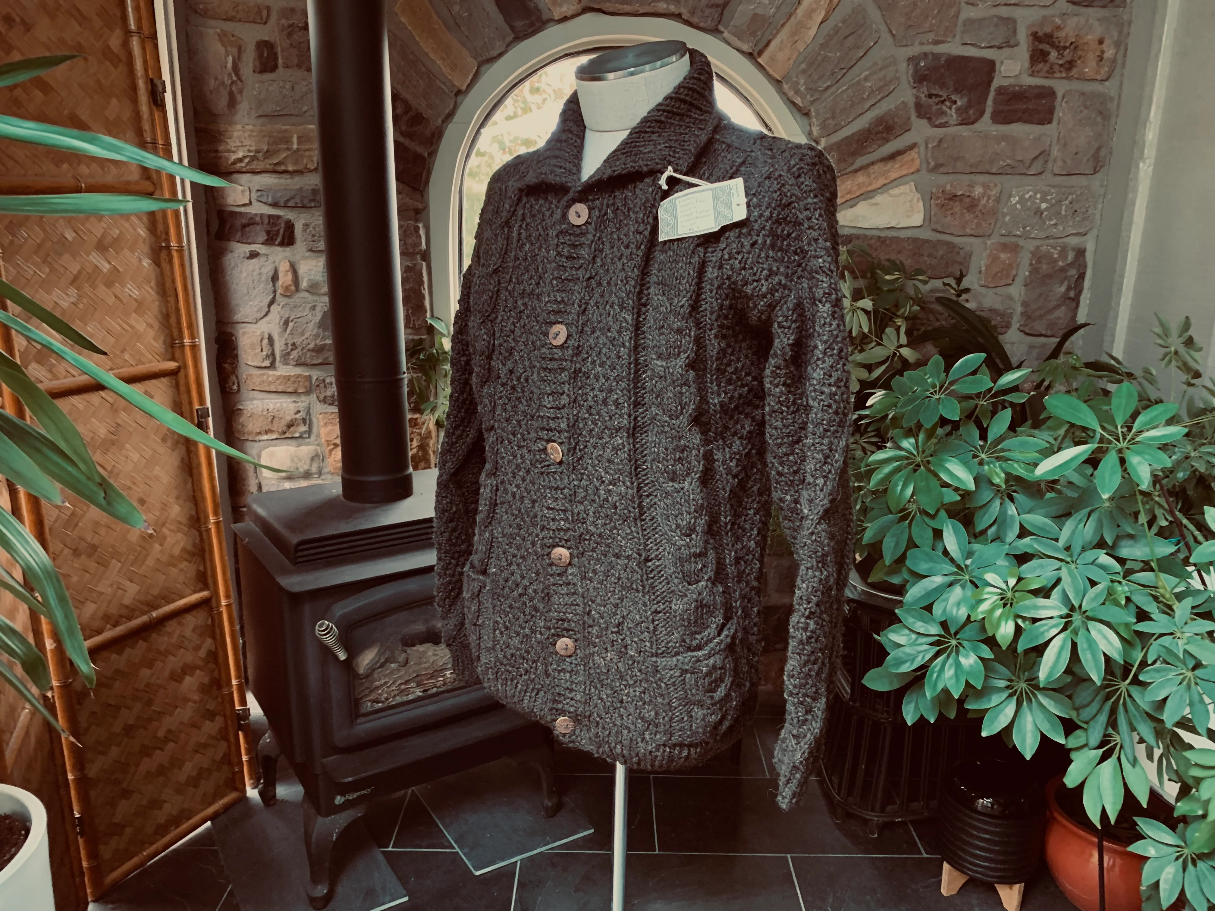 Mens Brown Fisherman's Wool Hand Knitted Cardigan By Hand Knitted Scotland - Image 5