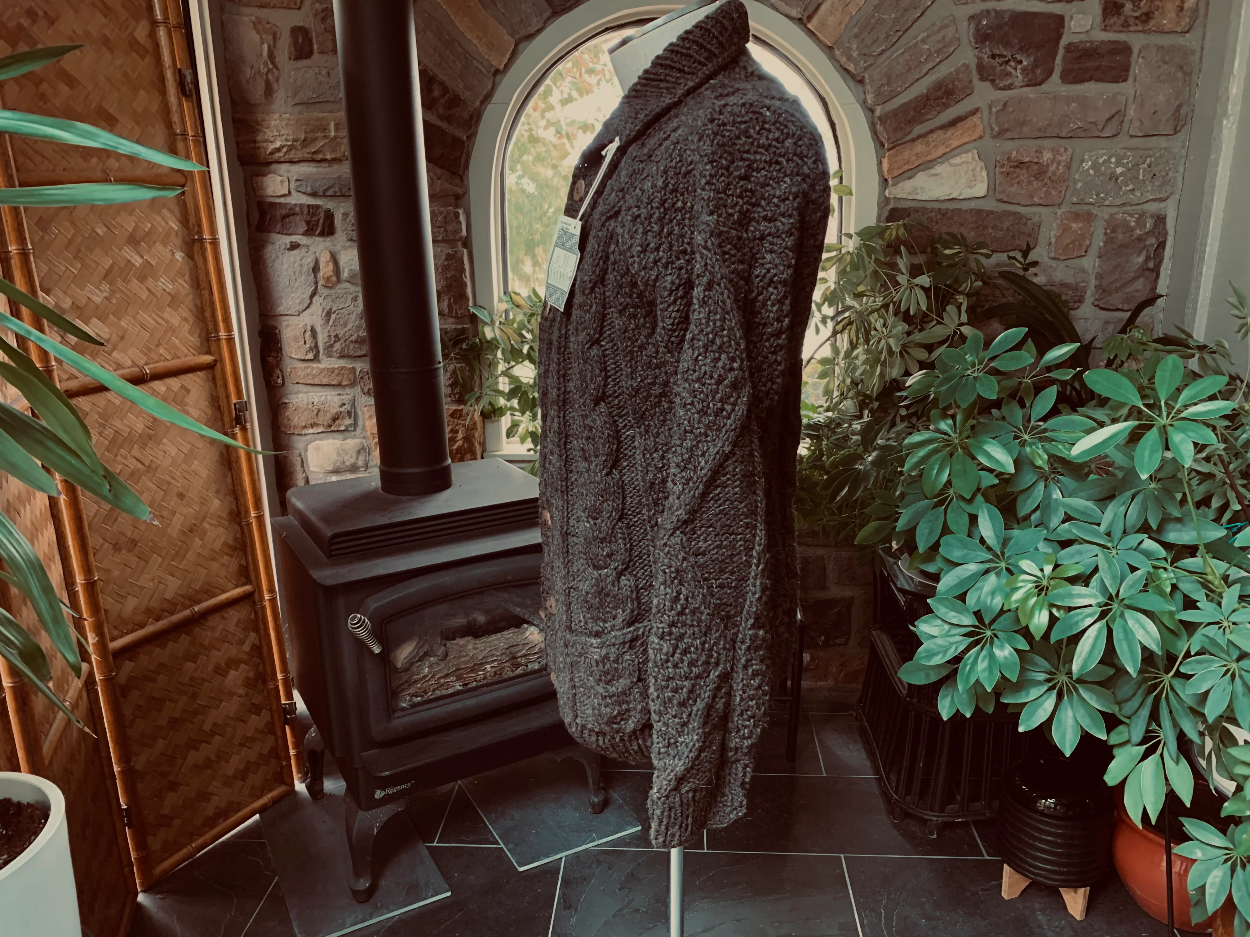 Mens Brown Fisherman's Wool Hand Knitted Cardigan By Hand Knitted Scotland - Image 6