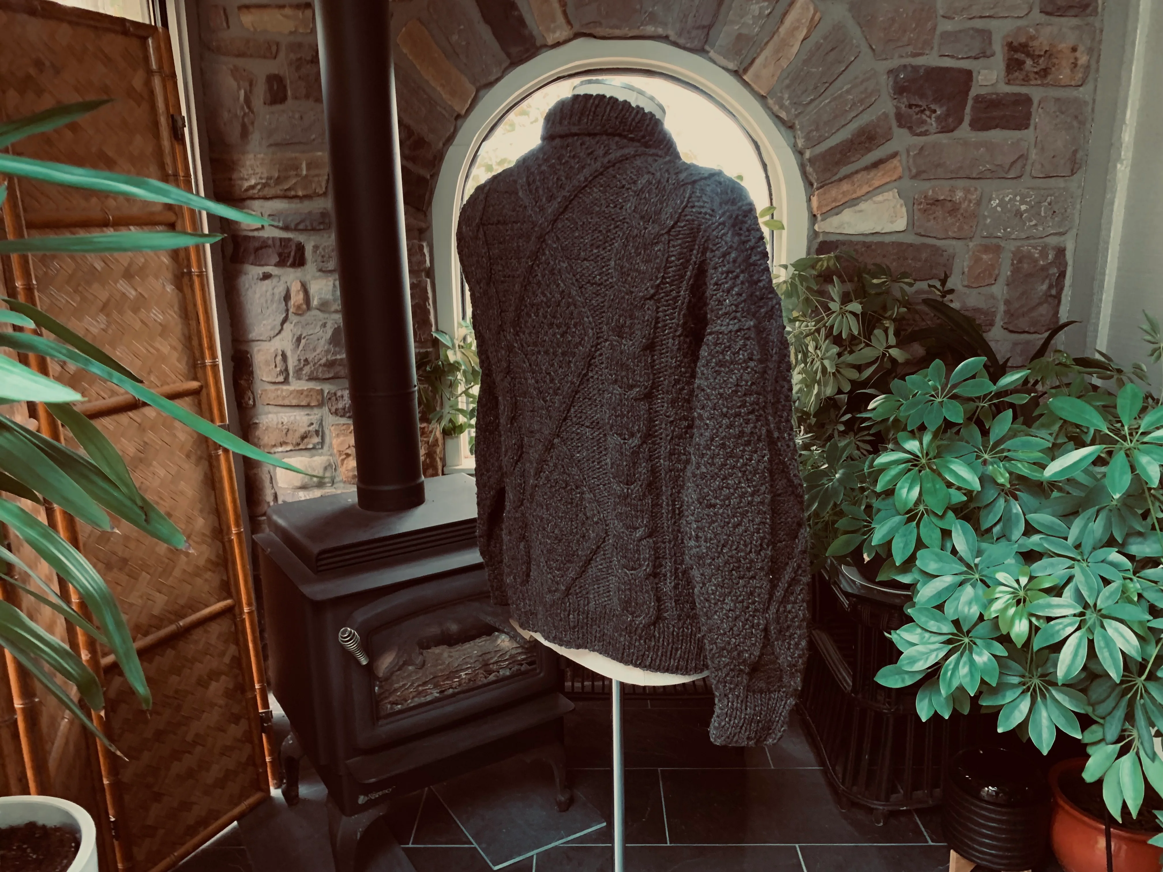 Mens Brown Fisherman's Wool Hand Knitted Cardigan By Hand Knitted Scotland - Image 8