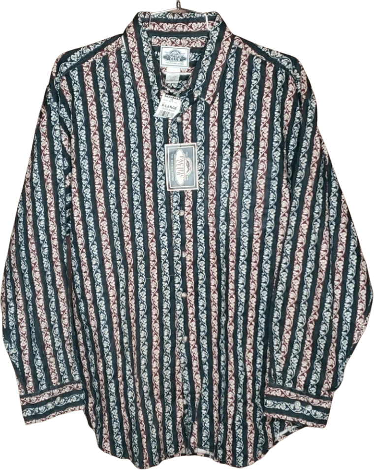 Men's Button Up Floral Striped Shirt by Pacific Club