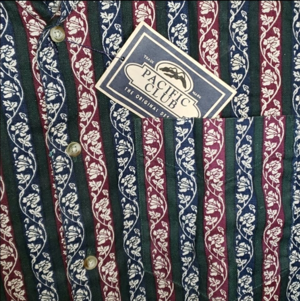 Men's Button Up Floral Striped Shirt by Pacific Club - Image 7