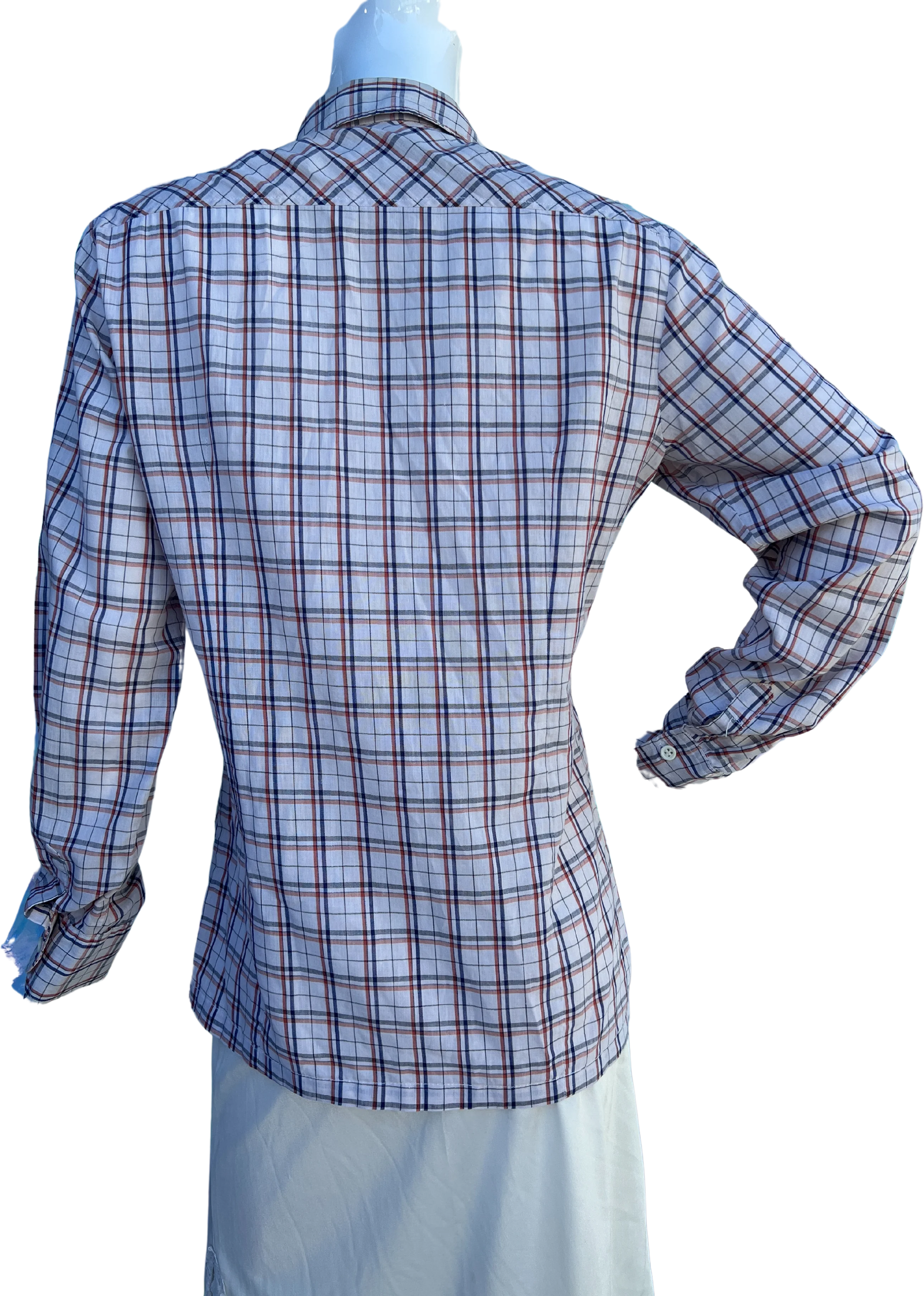Mens Checkered Plaid Button Up with Panel by Roland - Image 2